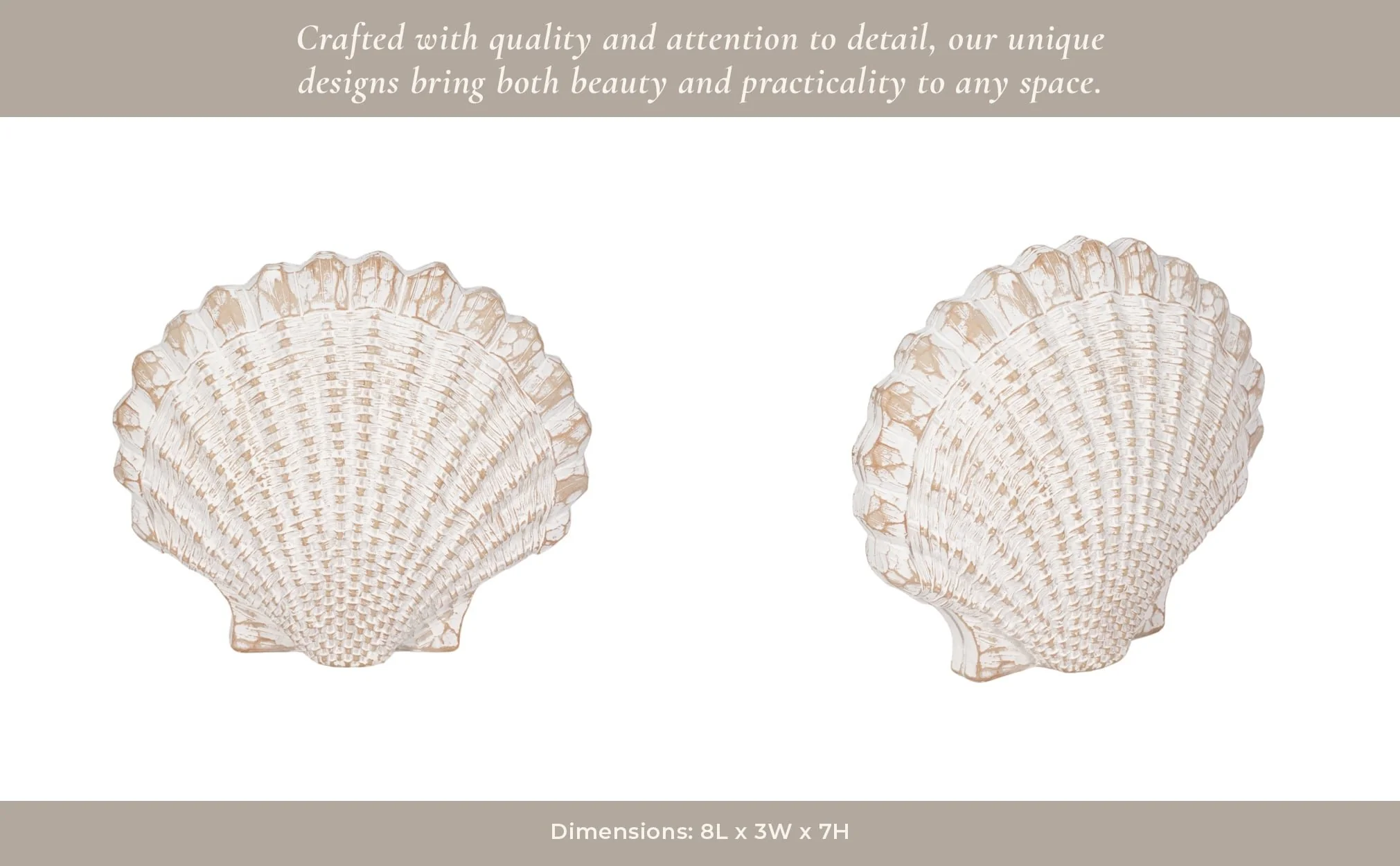 8" Sea Scallop Shell Woven Pattern, White - Image 12