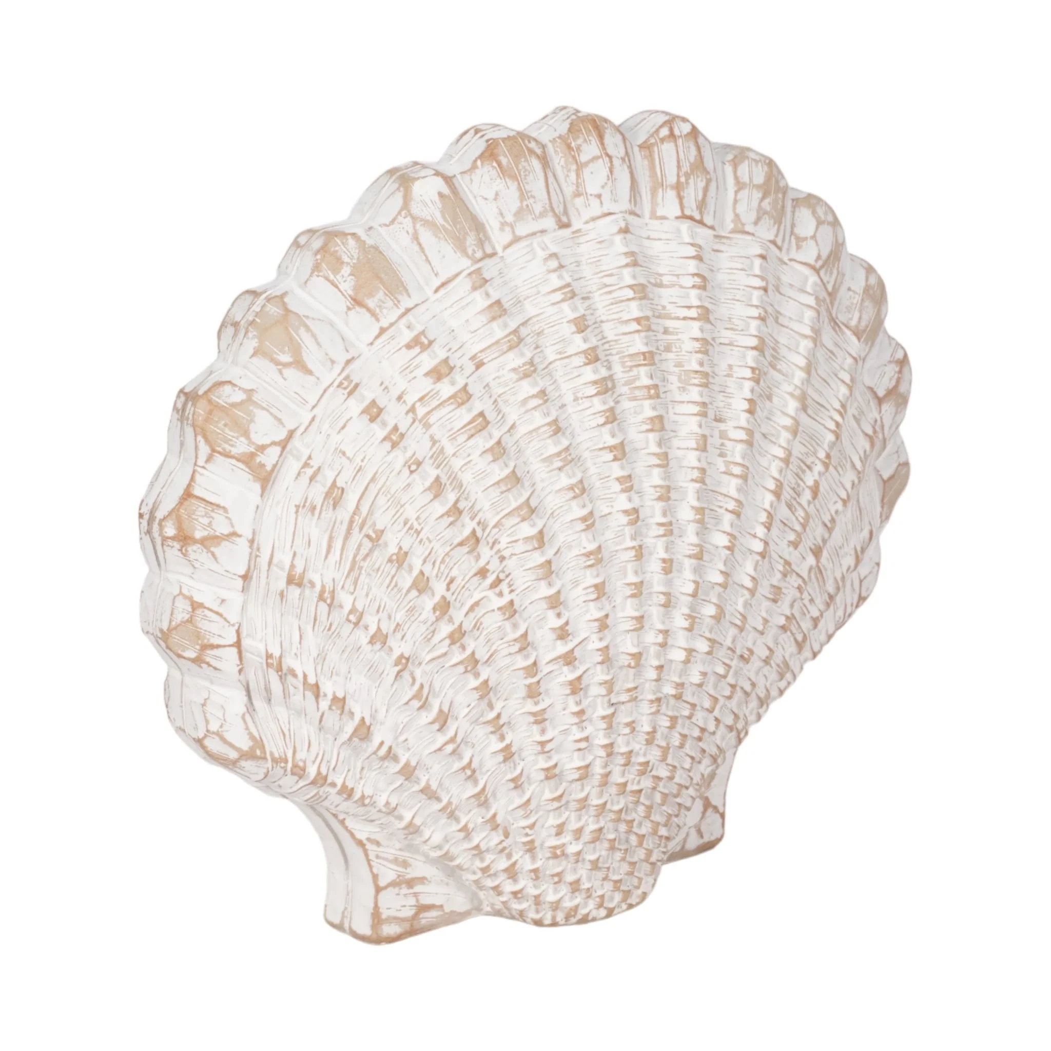 8" Sea Scallop Shell Woven Pattern, White - Image 2