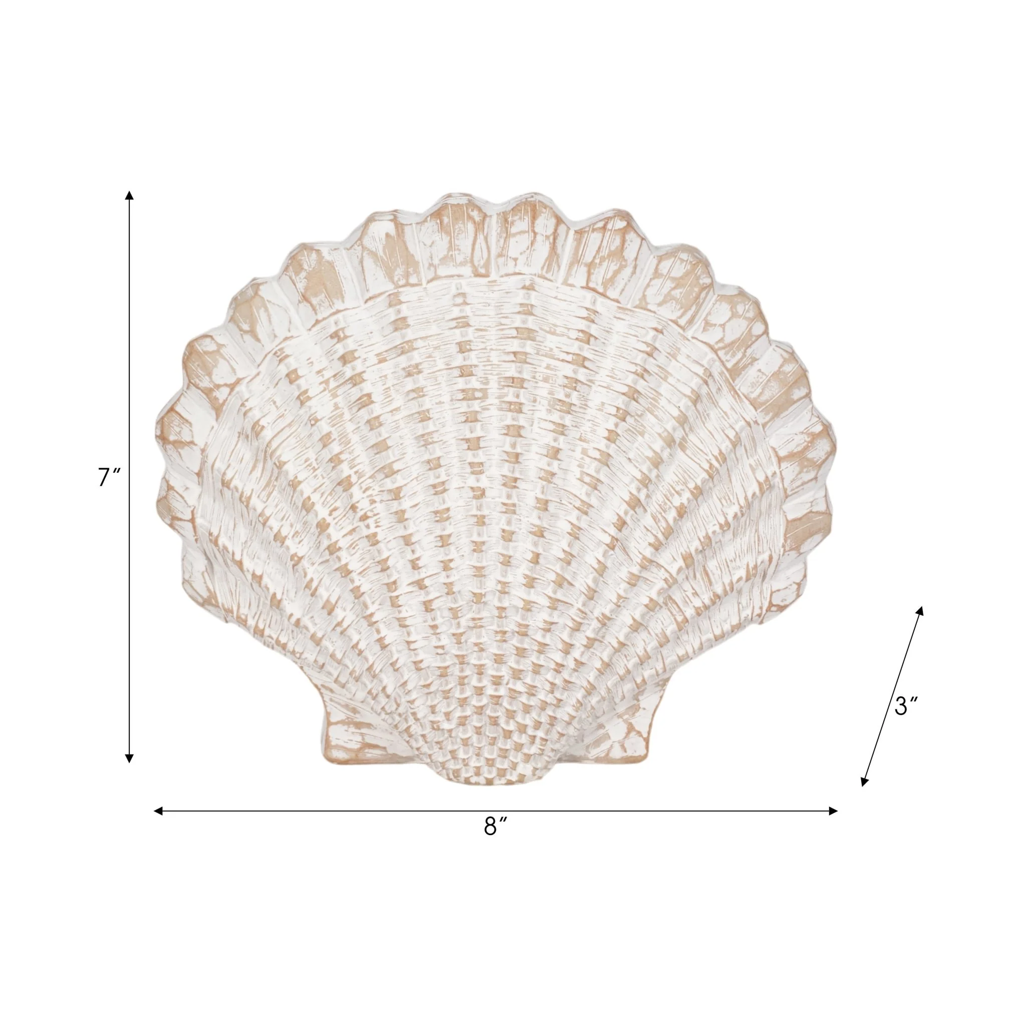 8" Sea Scallop Shell Woven Pattern, White - Image 7