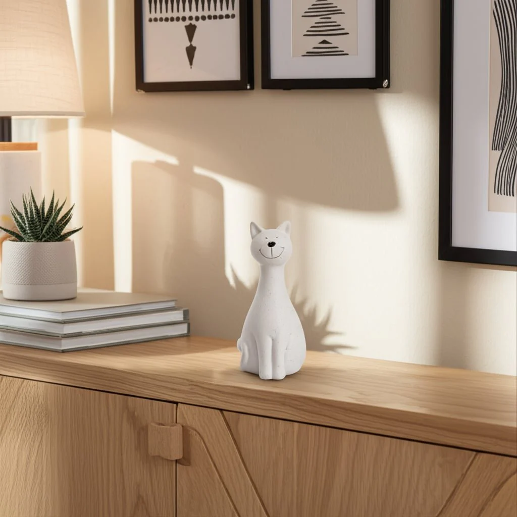 8" Skinny Sitting Kitty, White - Image 11