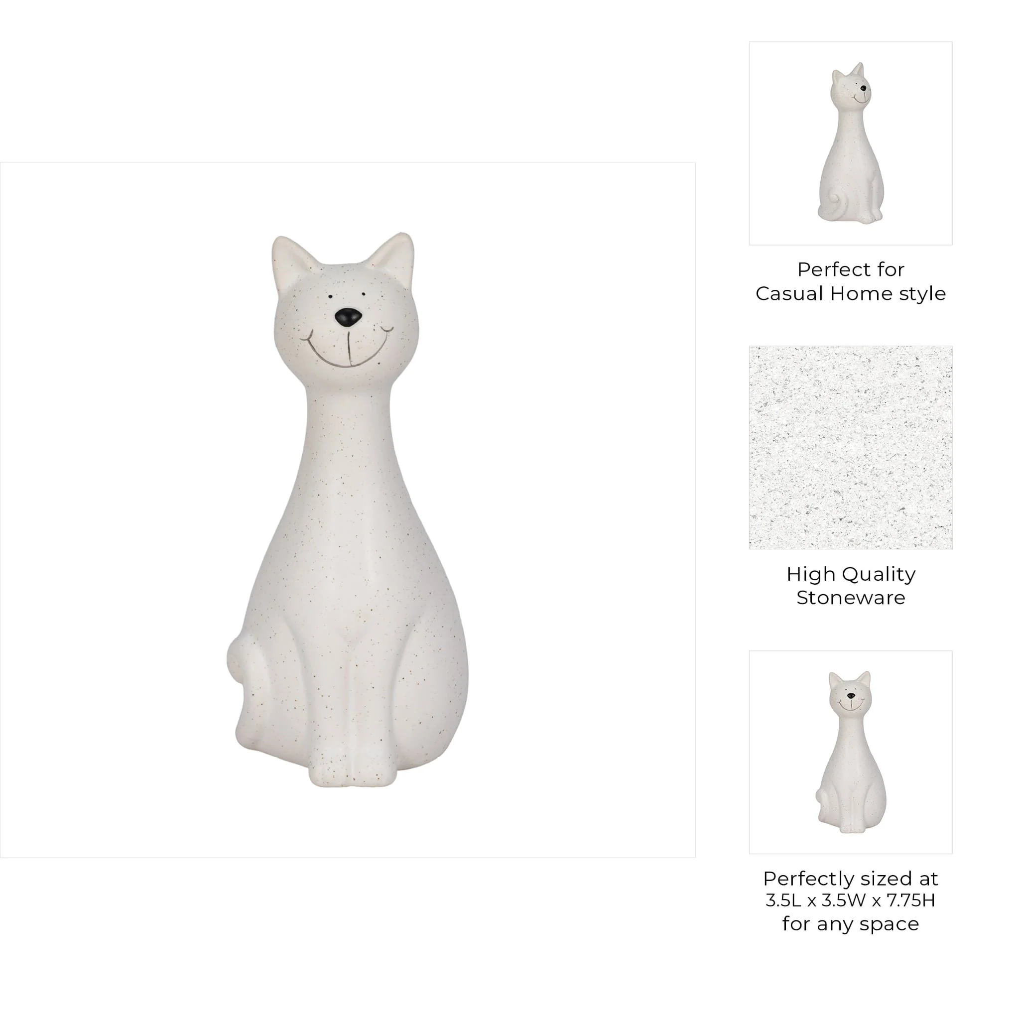 8" Skinny Sitting Kitty, White - Image 9