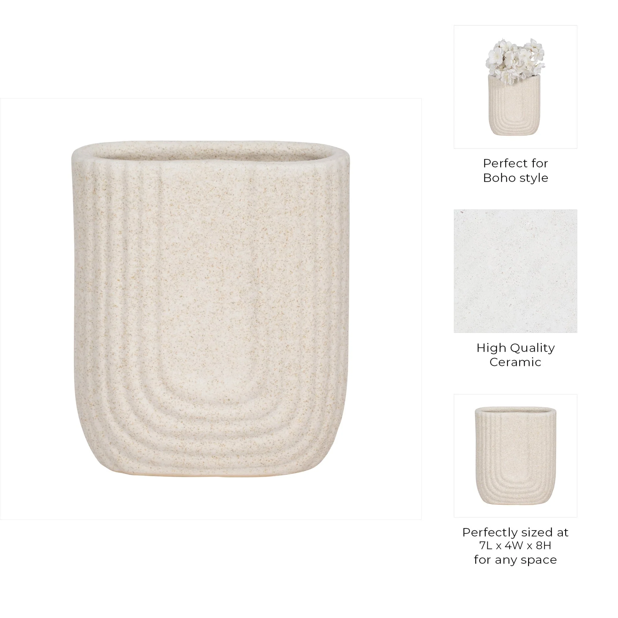 8" Speckled Sand Upside Down Arch, Ivory - Image 9