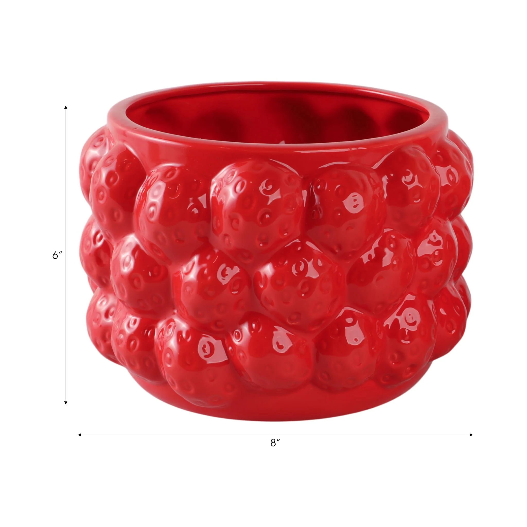 8" Strawberries Flower Pot, Red - Image 7