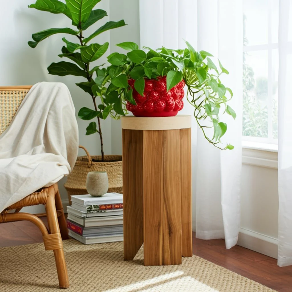 8" Strawberries Flower Pot, Red - Image 9