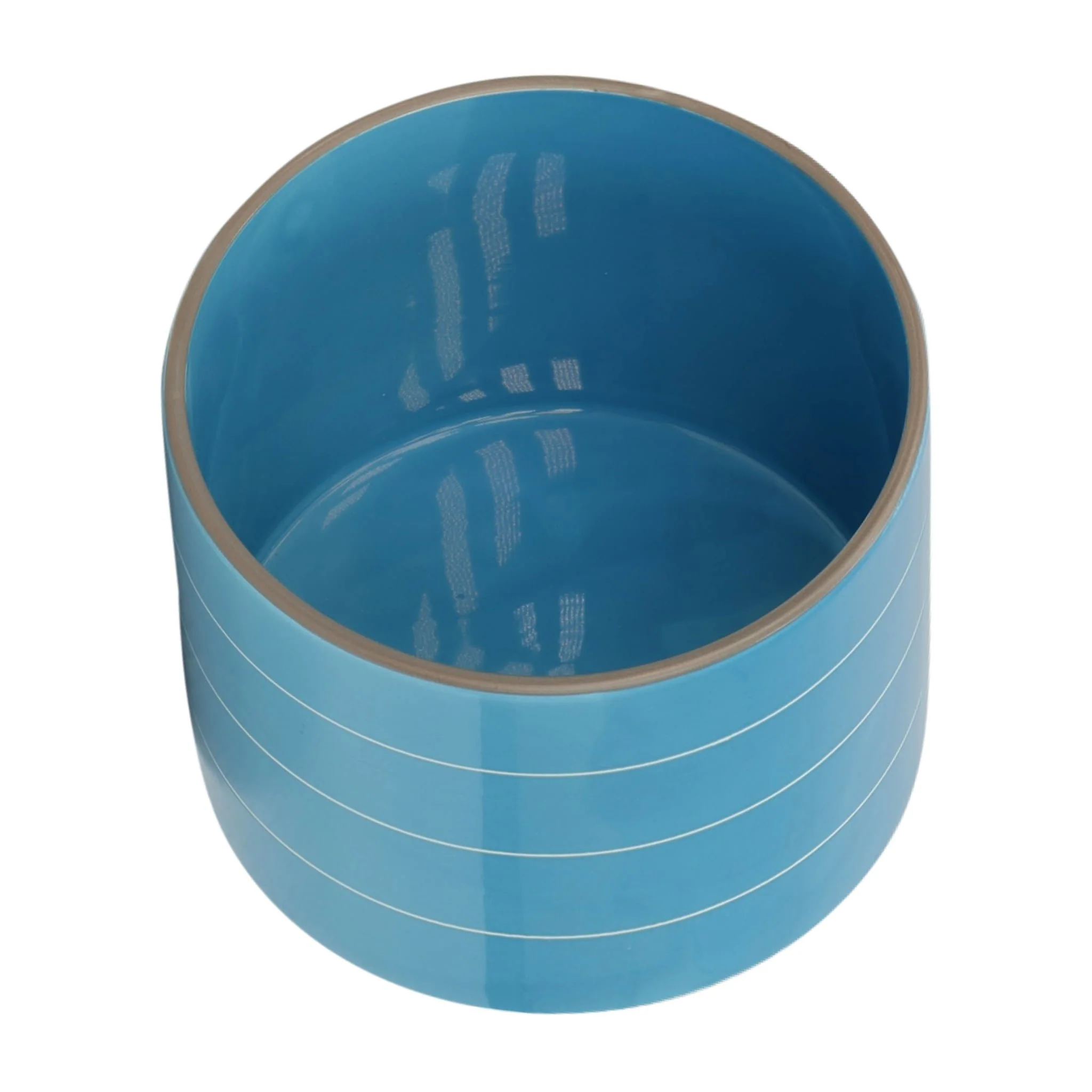 8" Striped Planter W/ Wood Stand, Skyblue - Image 5