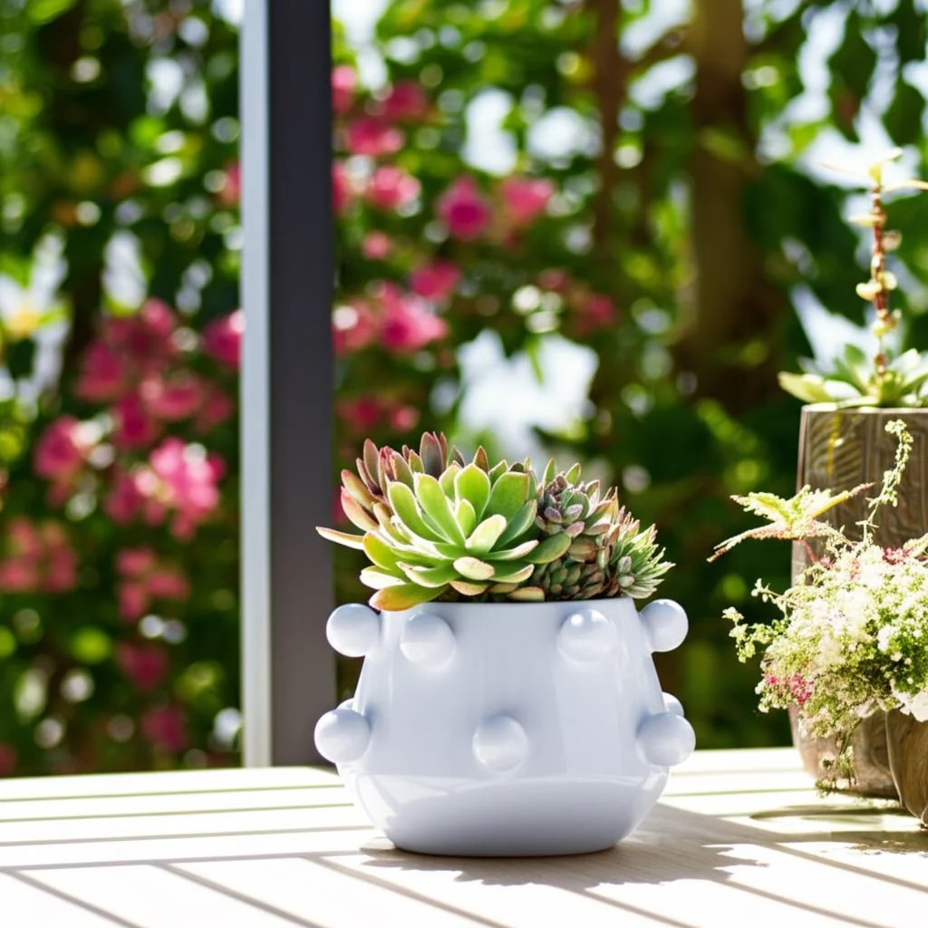 8" Tapered Bubble Planter, White - Image 10