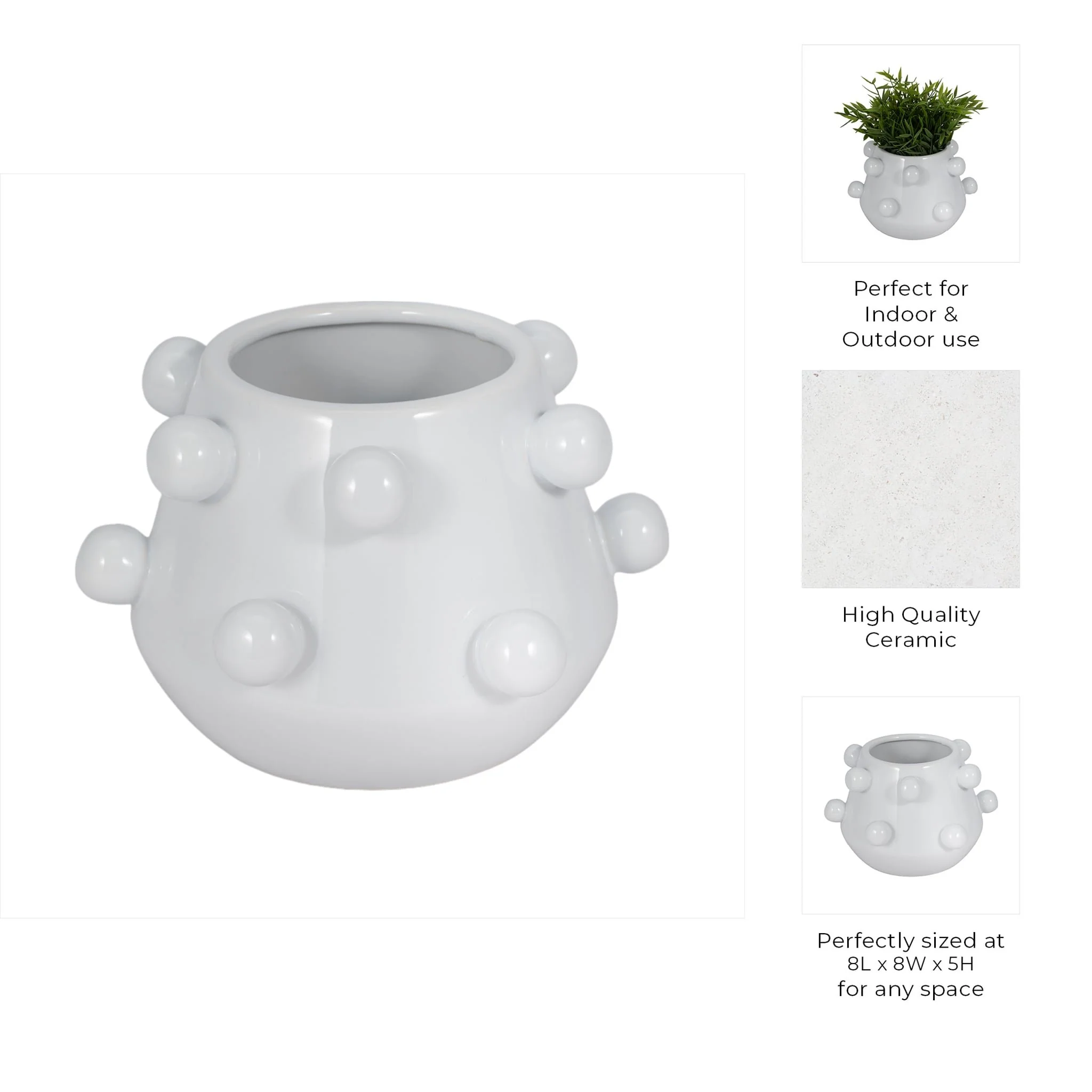 8" Tapered Bubble Planter, White - Image 7