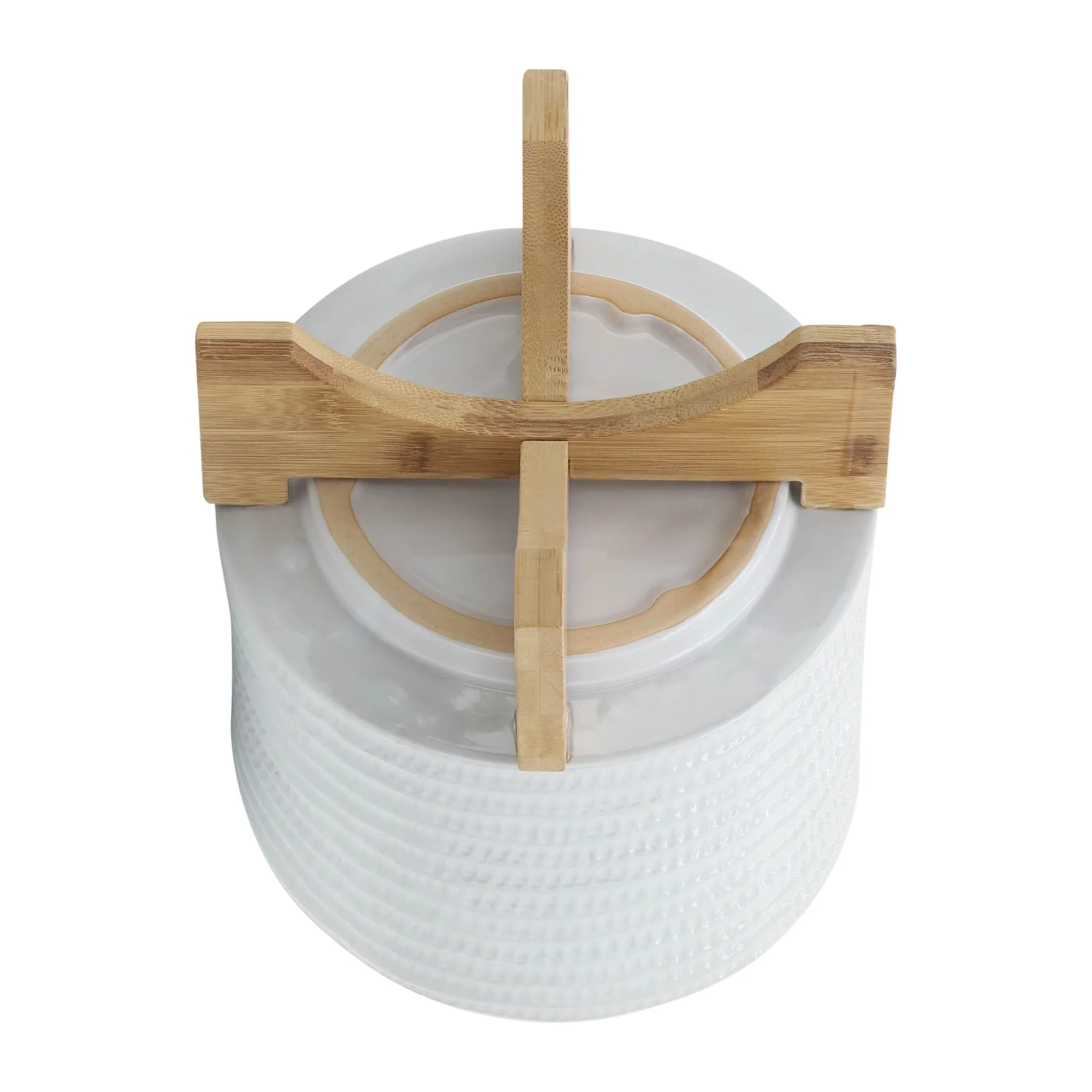 8" Textured Planter W/ Stand, White - Image 5
