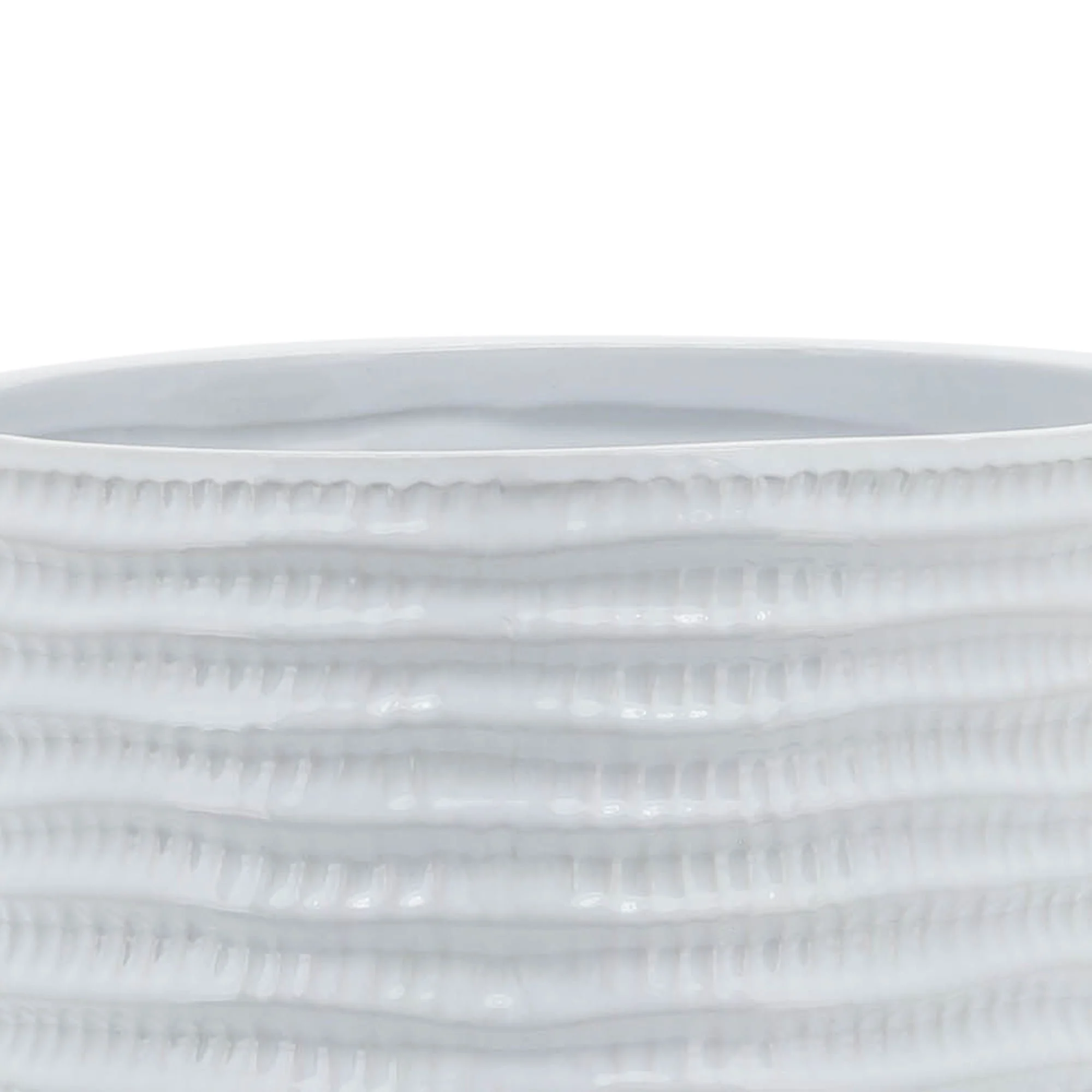 8" Textured Planter W/ Stand, White - Image 6