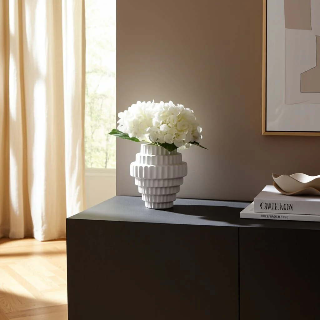 8" Textured Staggered Vase, White - Image 11