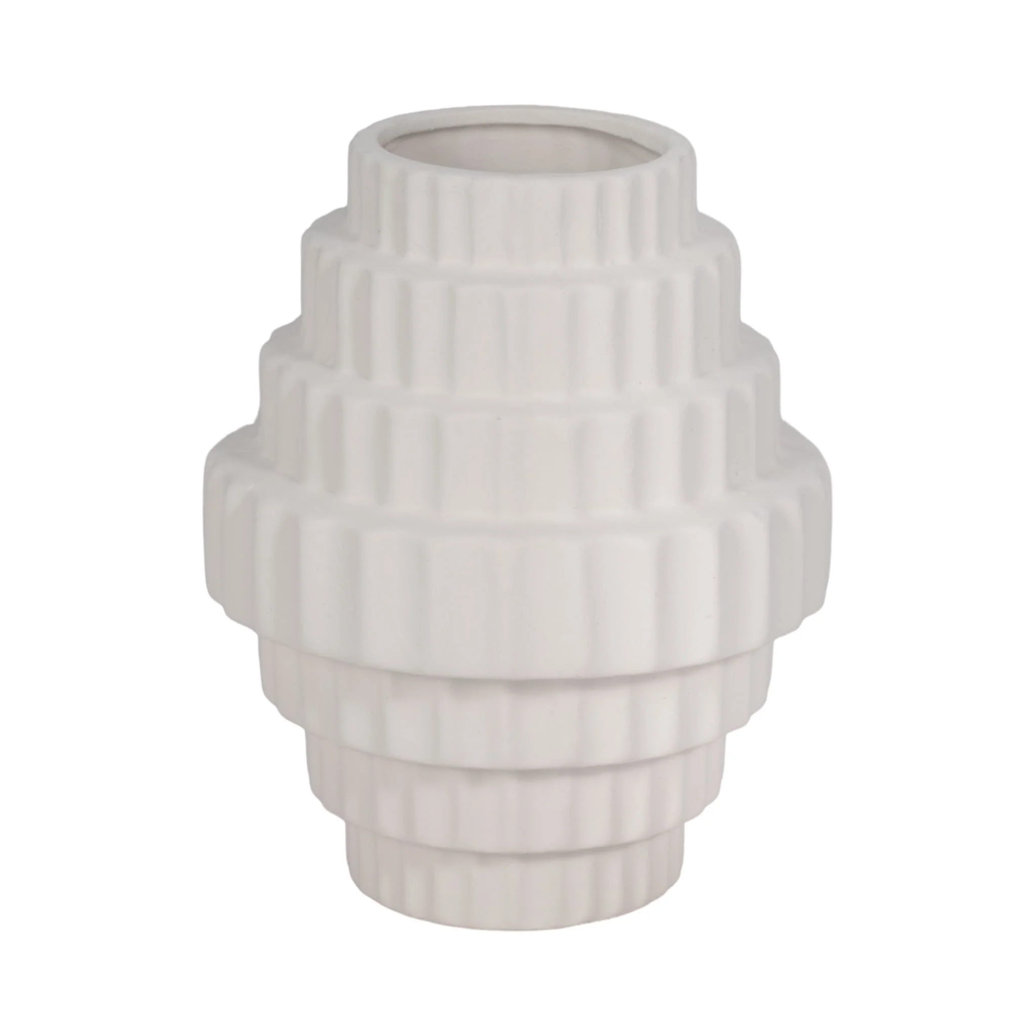 8" Textured Staggered Vase, White - Image 3
