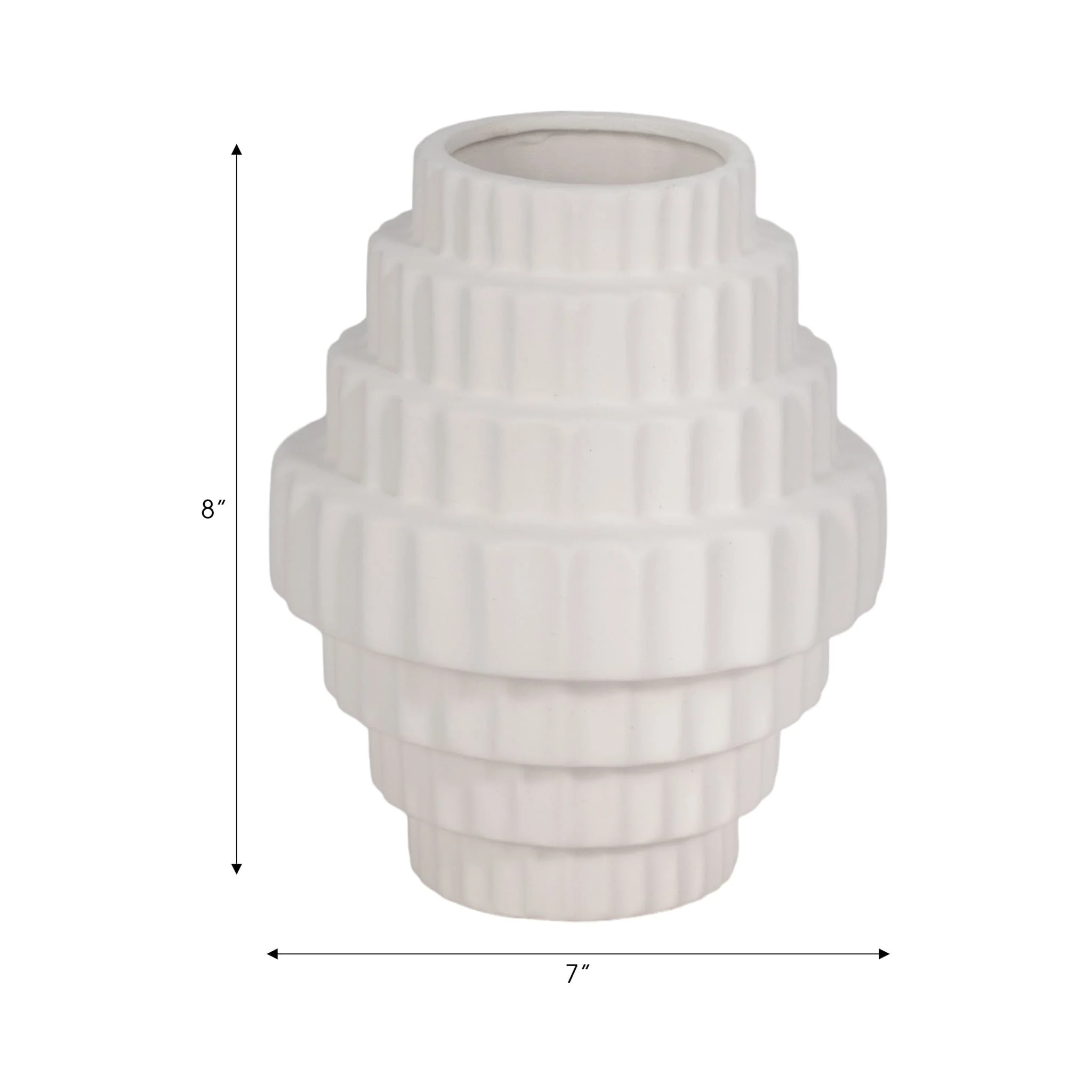 8" Textured Staggered Vase, White - Image 7