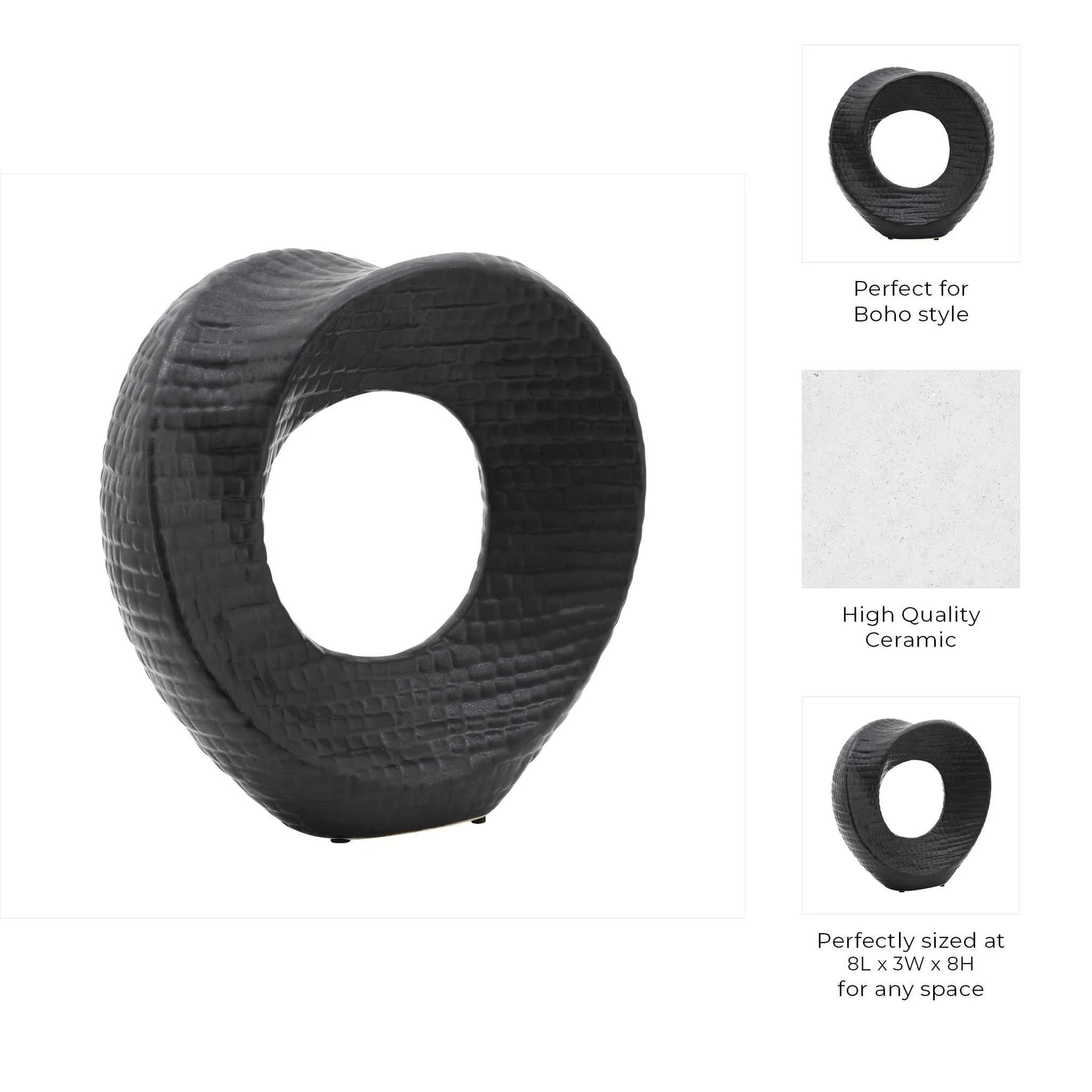 8" Textured Table Top Deco, Black - Image 2