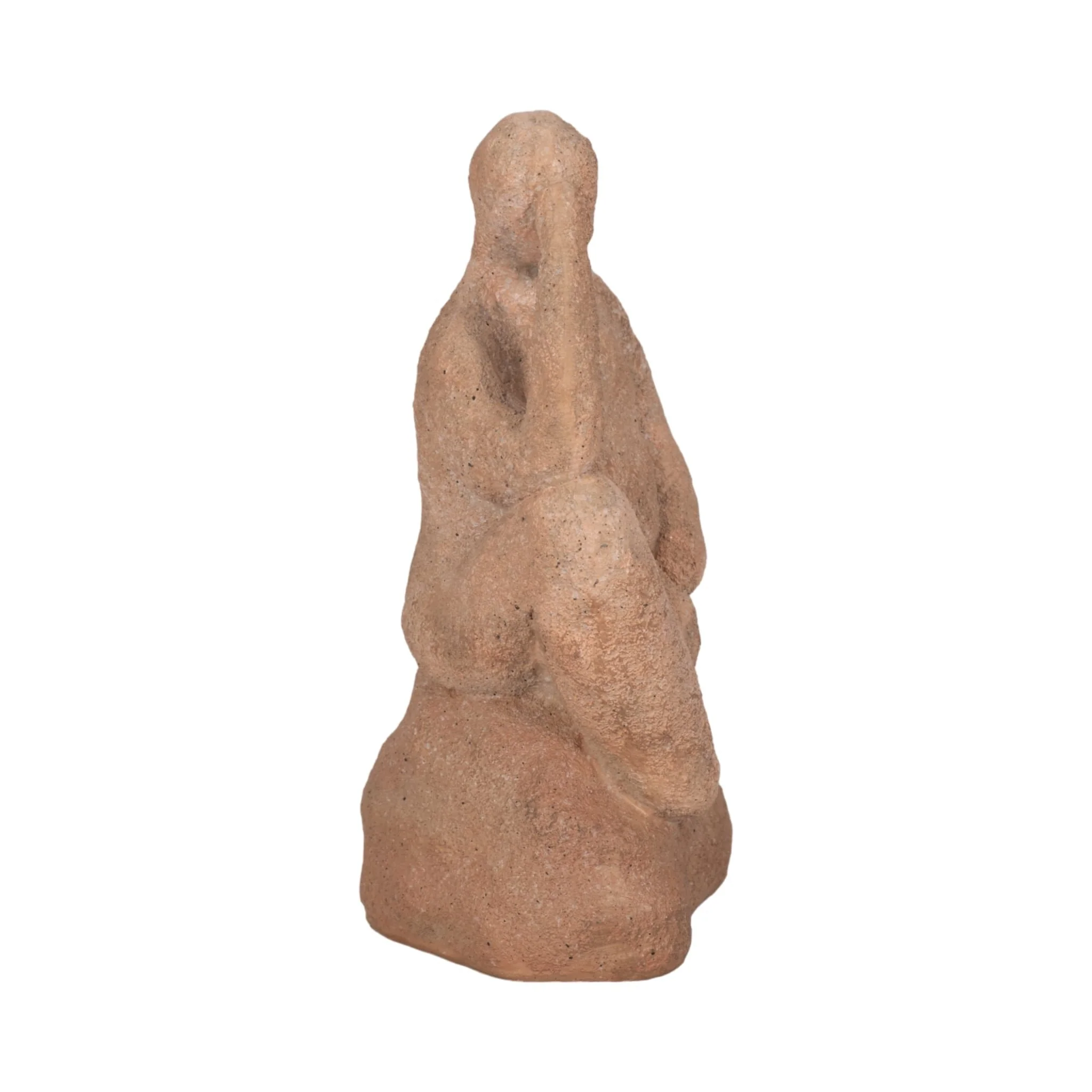 8" Thinking Man On Rock, Terracotta - Image 3