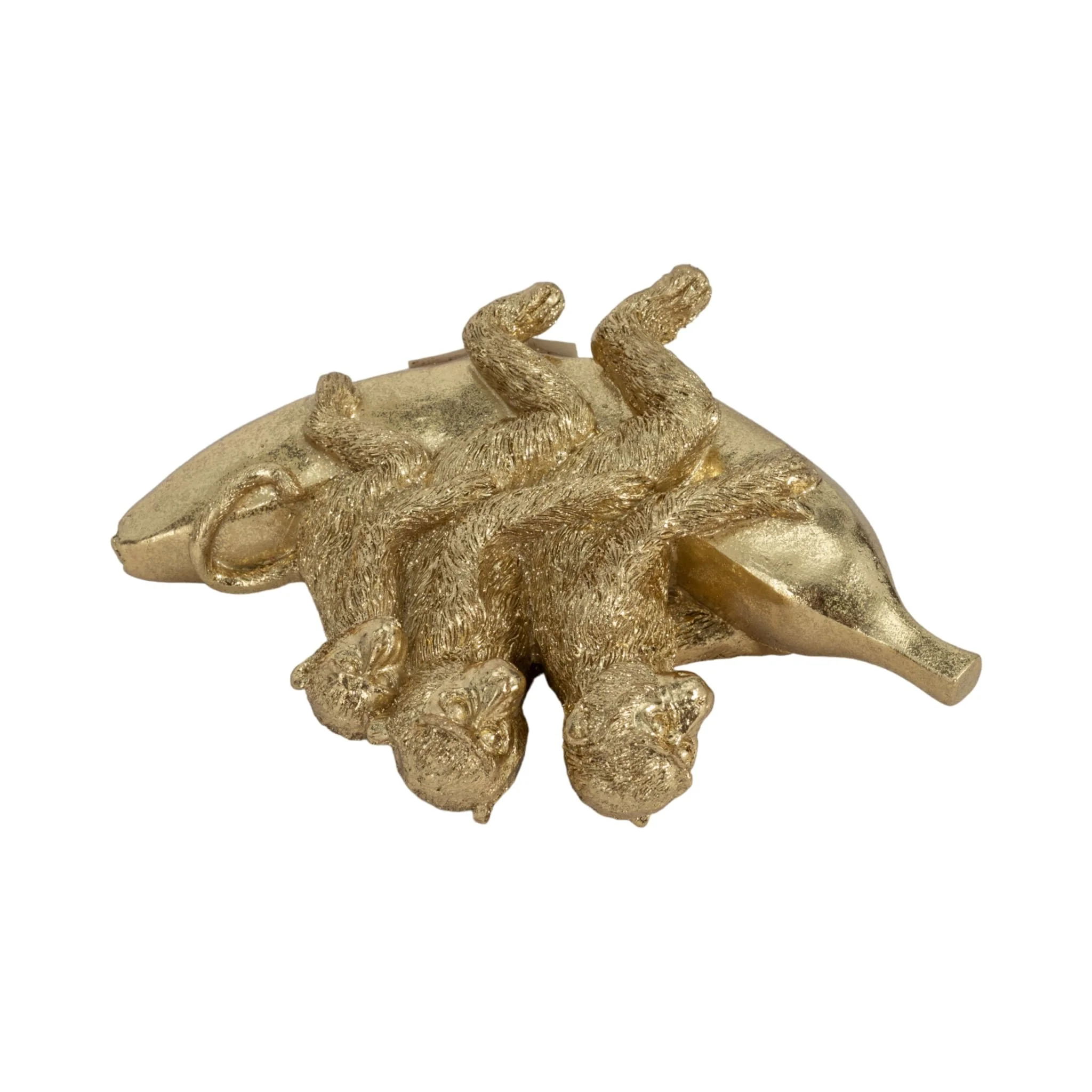 8" Three Monkeys On Banana, Gold - Image 7
