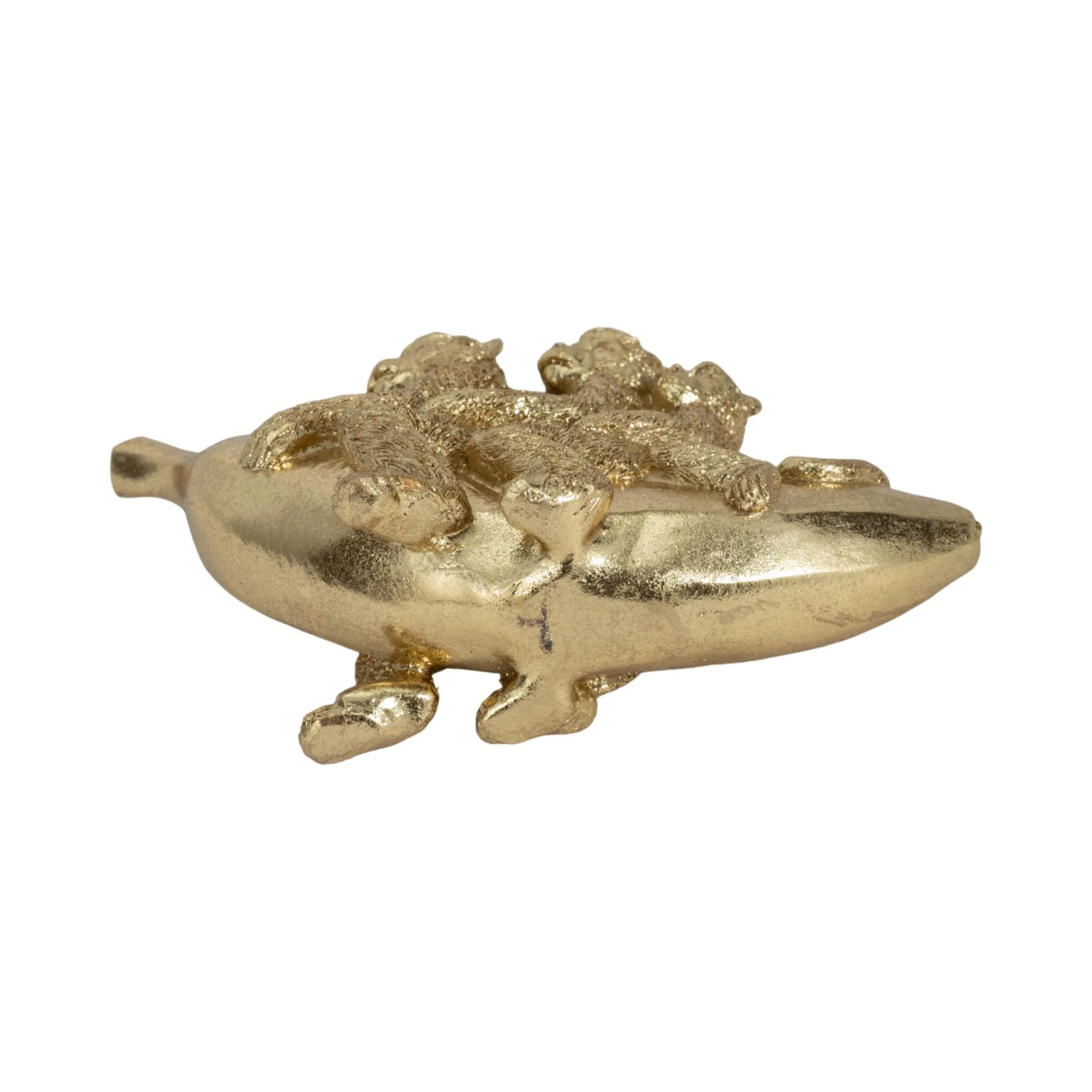 8" Three Monkeys On Banana, Gold - Image 8