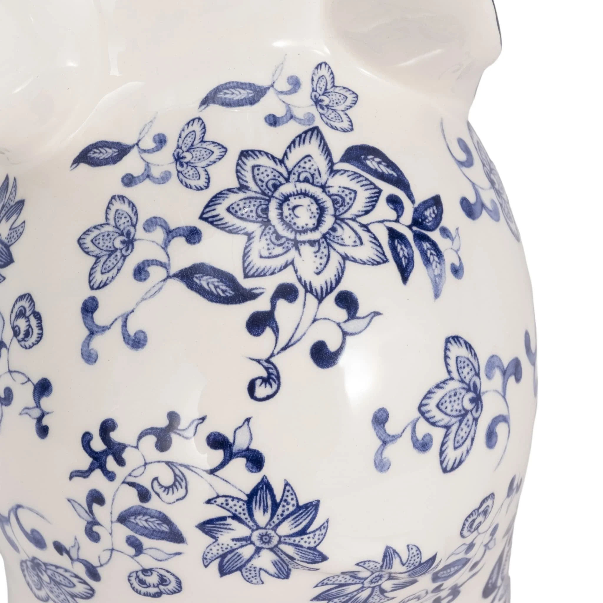 8" Trunk Up Chinoiserie Elephant, Blue/white - Image 5