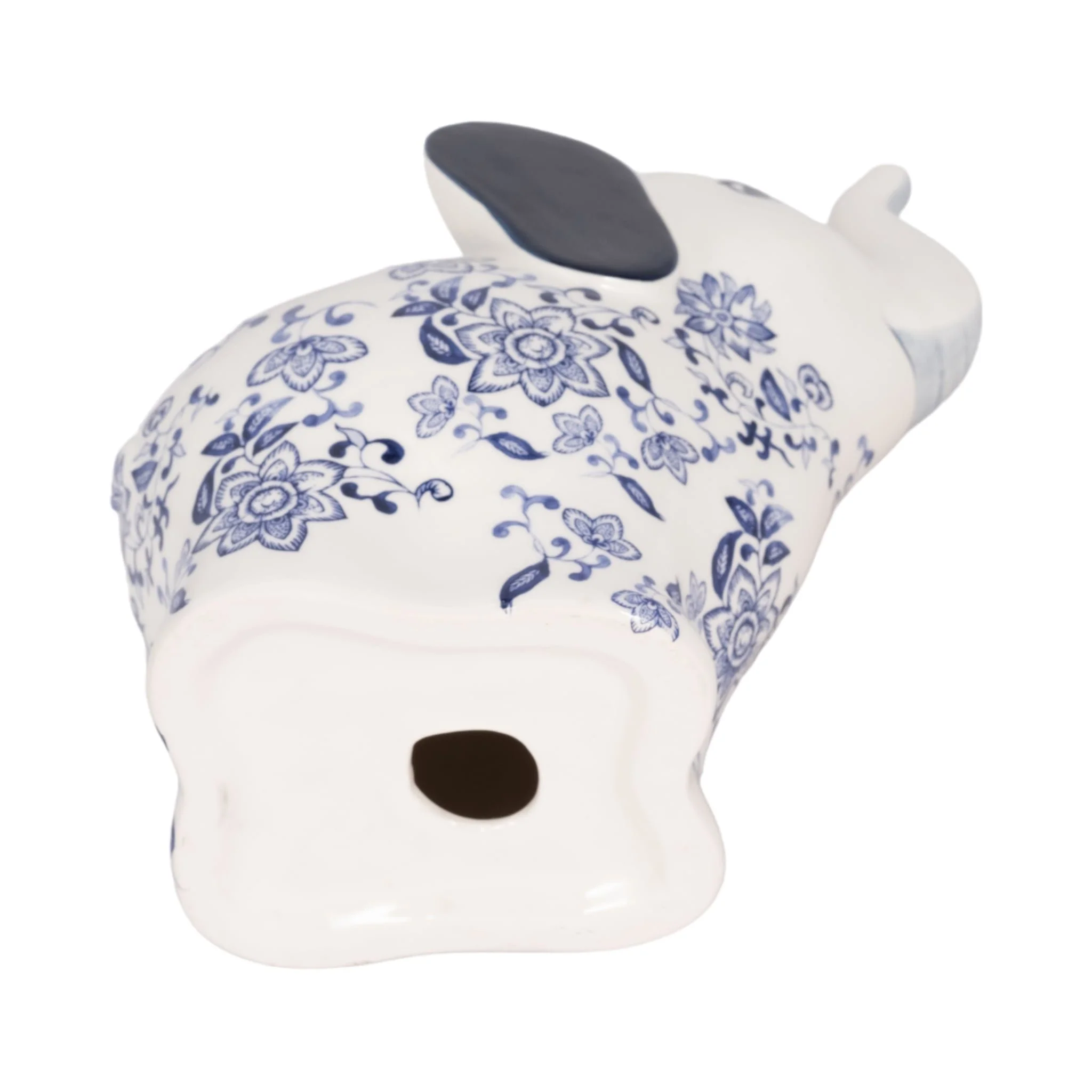 8" Trunk Up Chinoiserie Elephant, Blue/white - Image 7