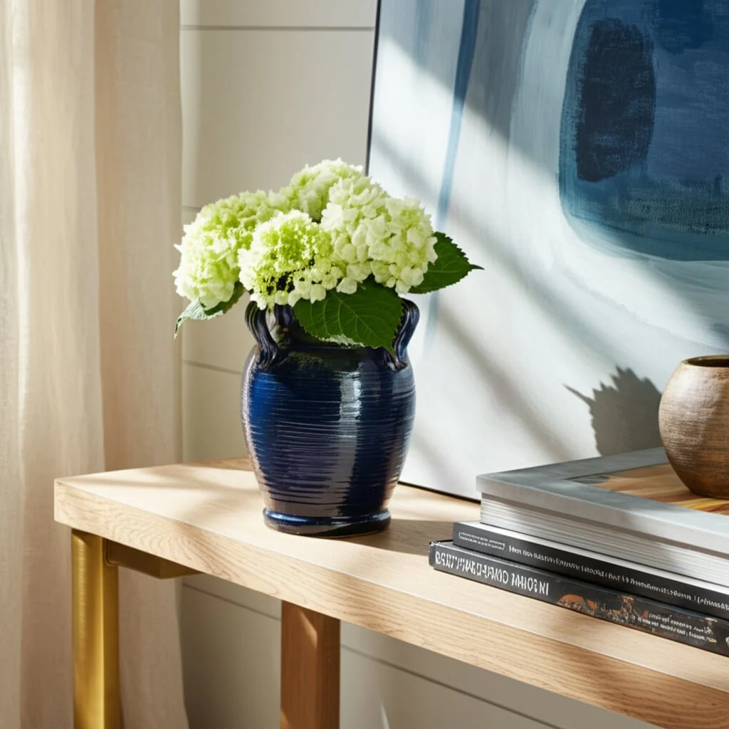 8" Vase With Handles, Navy Blue - Image 11