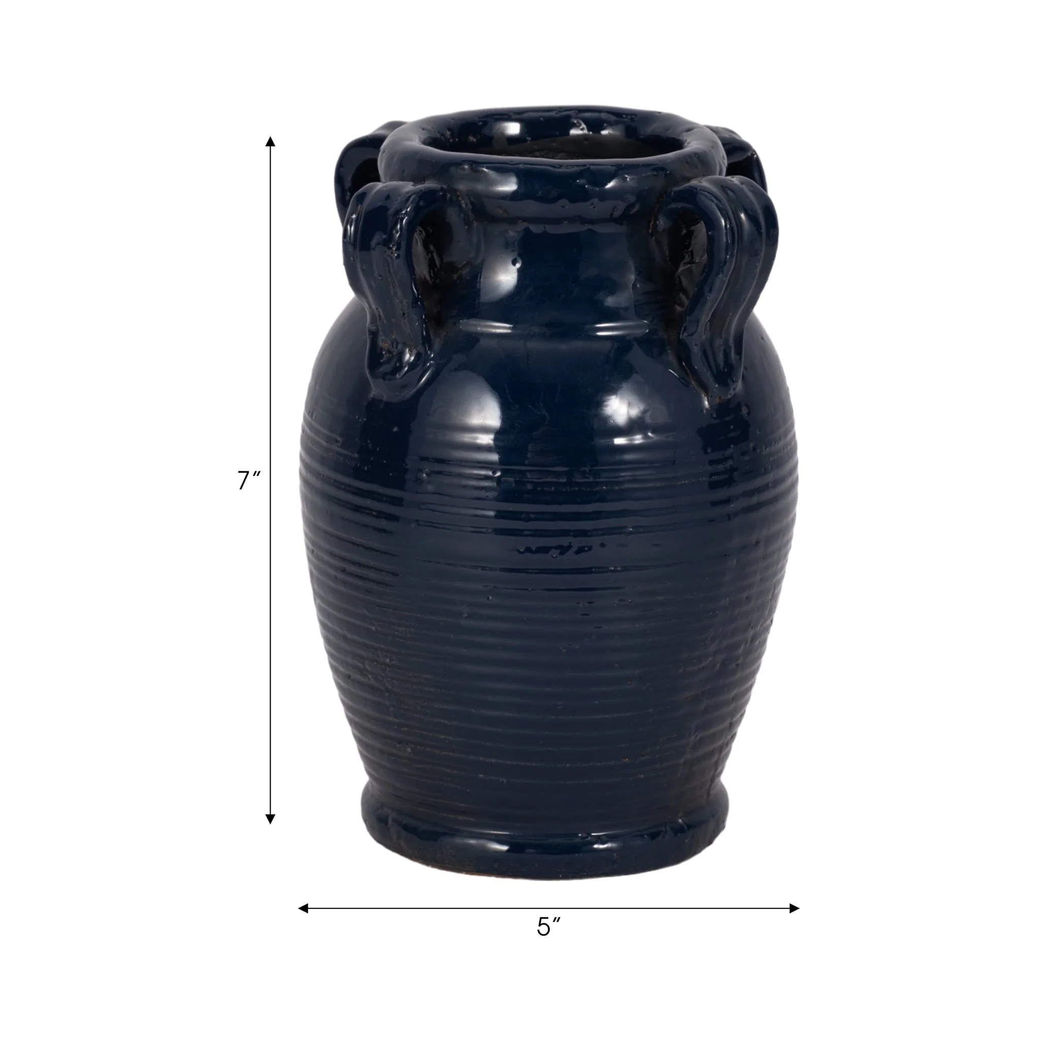 8" Vase With Handles, Navy Blue - Image 8