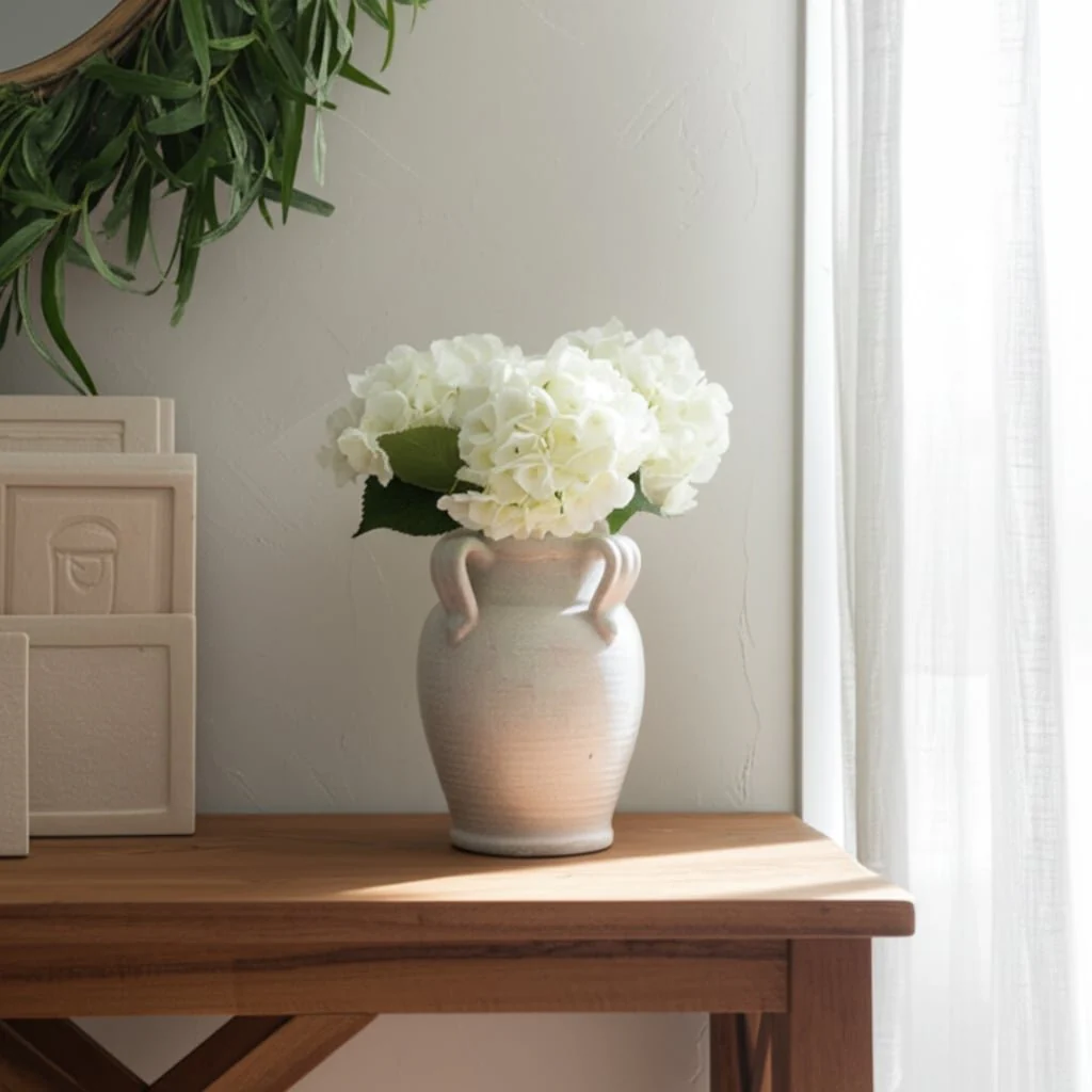 8" Vase With Handles, White Crackle - Image 11