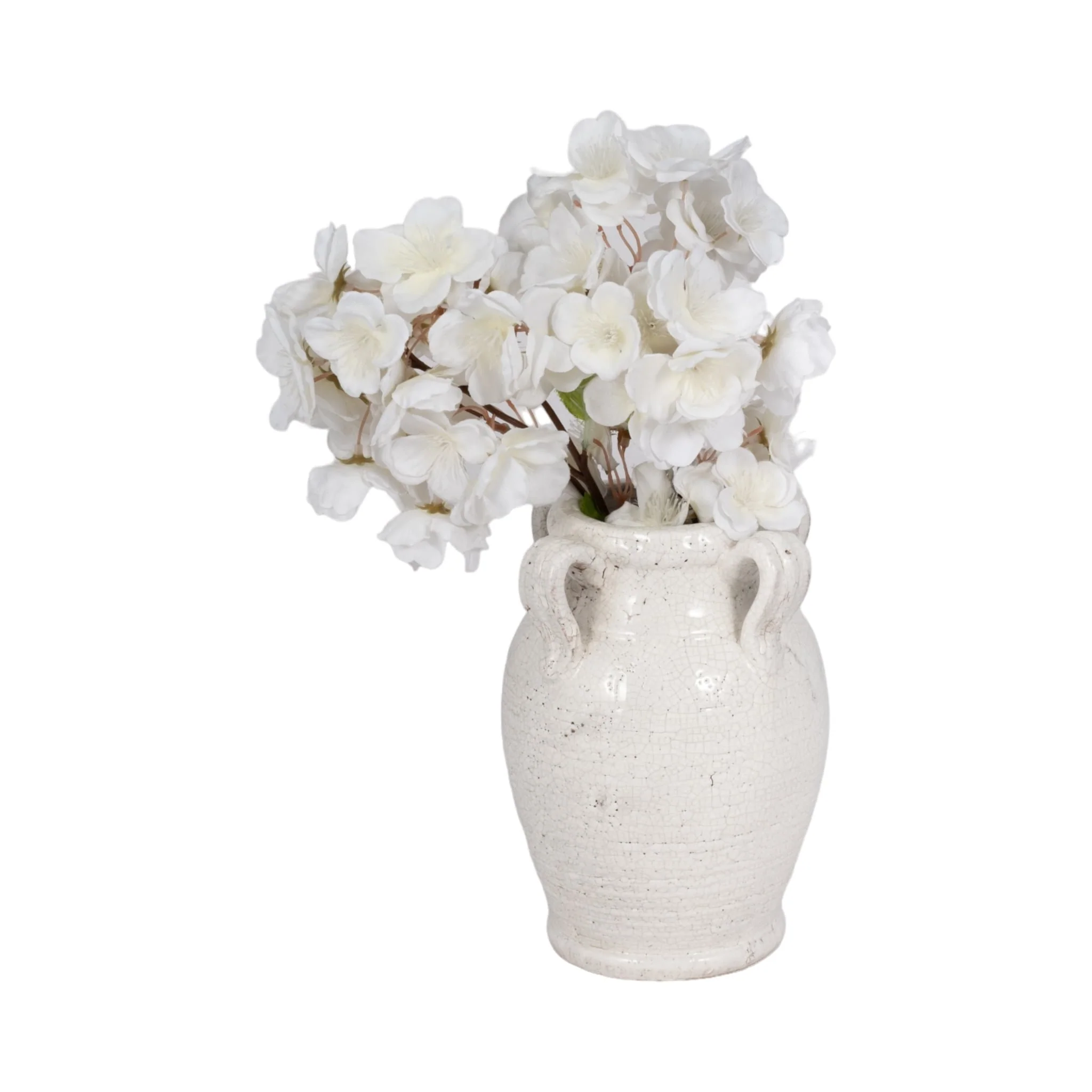8" Vase With Handles, White Crackle - Image 2