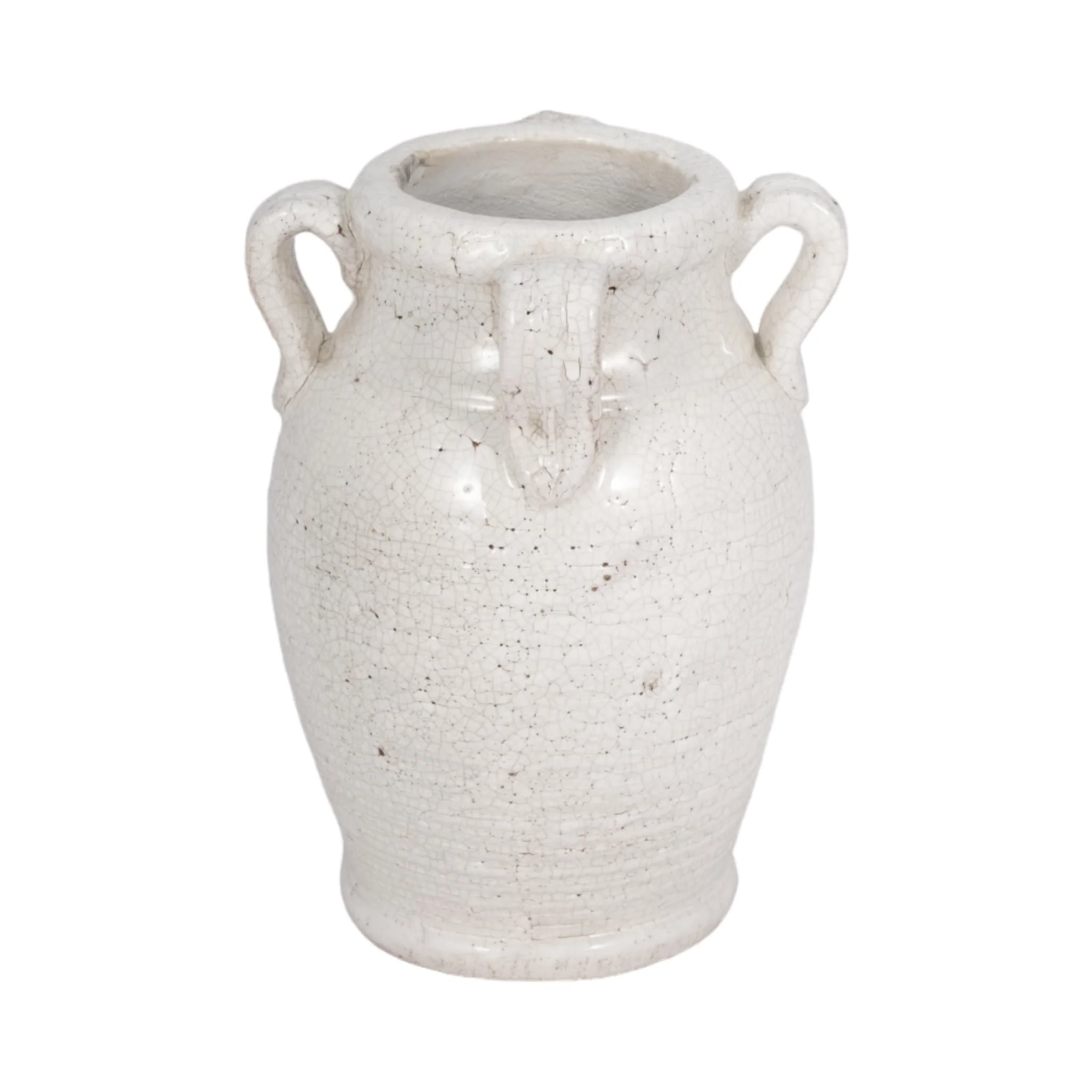 8" Vase With Handles, White Crackle - Image 3