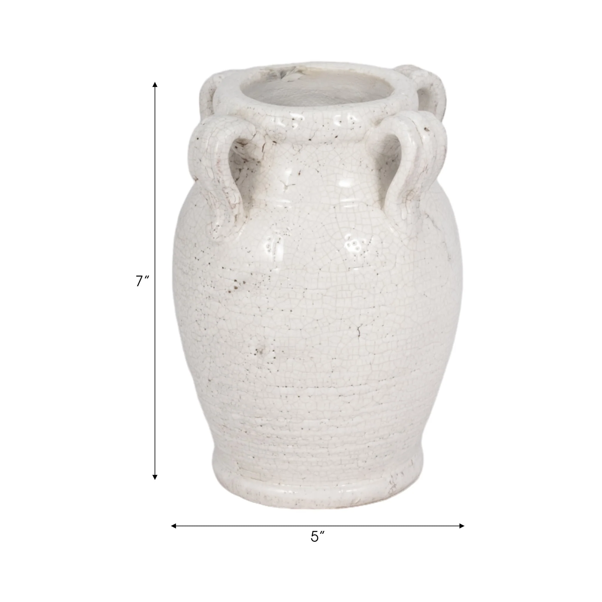 8" Vase With Handles, White Crackle - Image 8