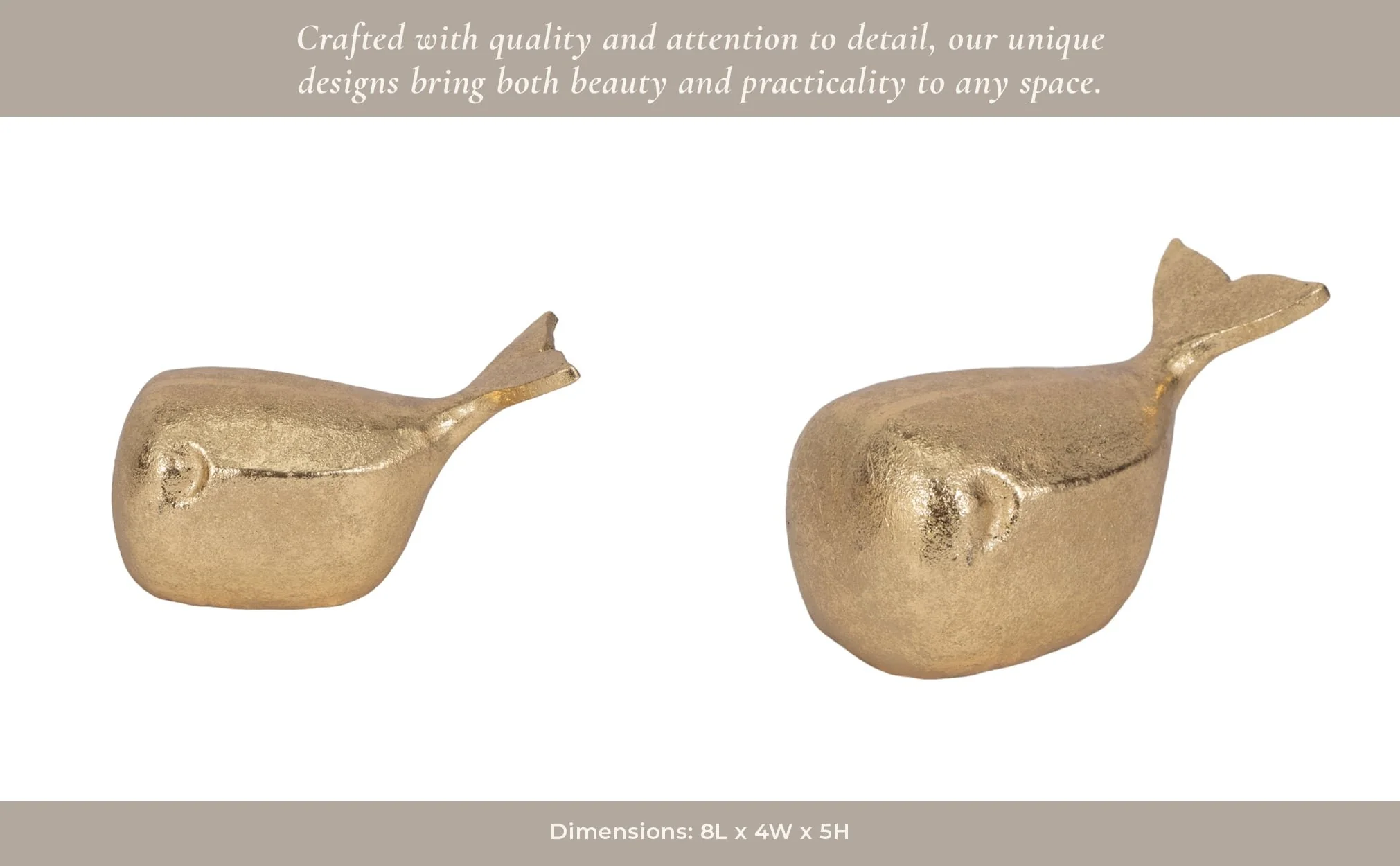 8" Whale Tabletop Decor, Gold - Image 12