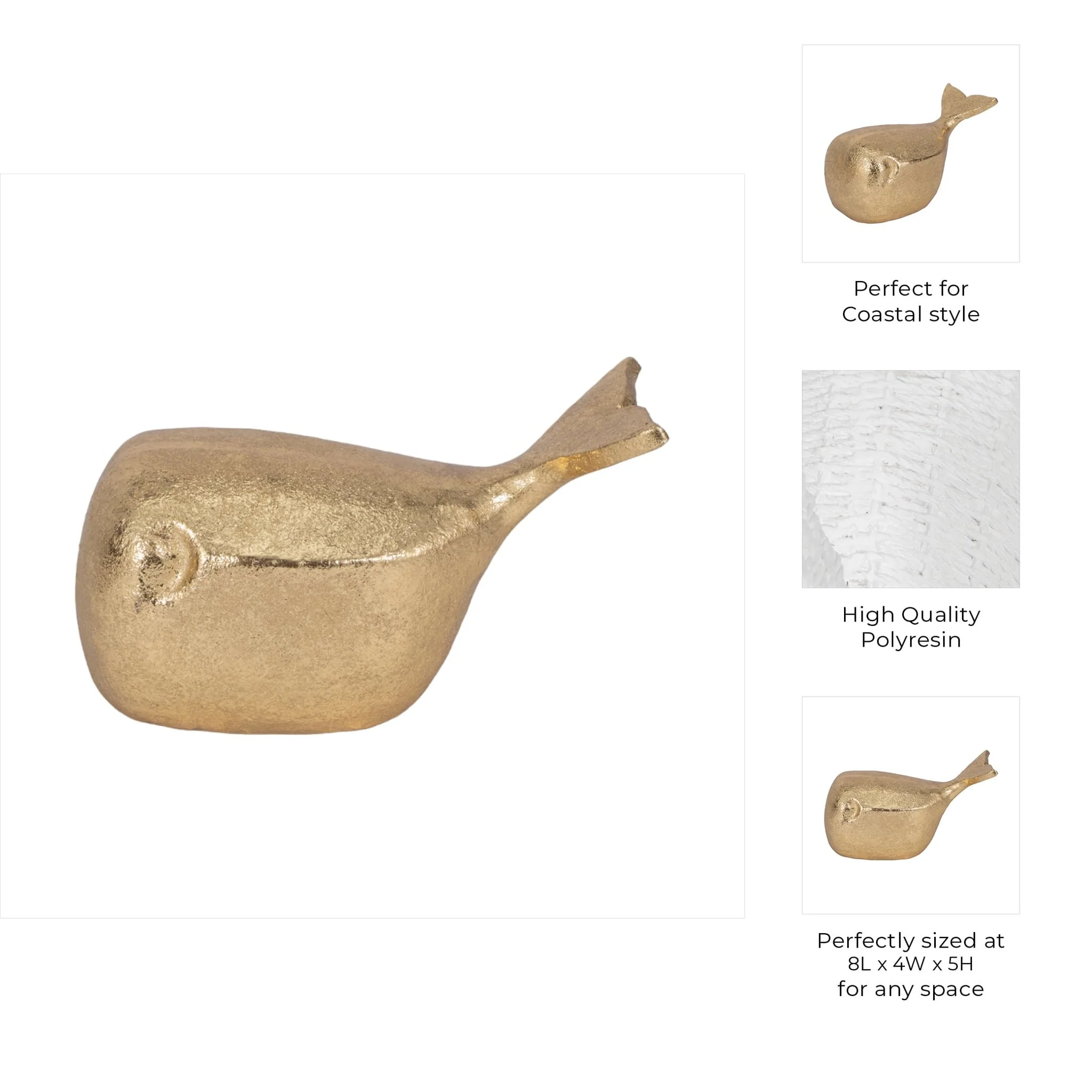 8" Whale Tabletop Decor, Gold - Image 9