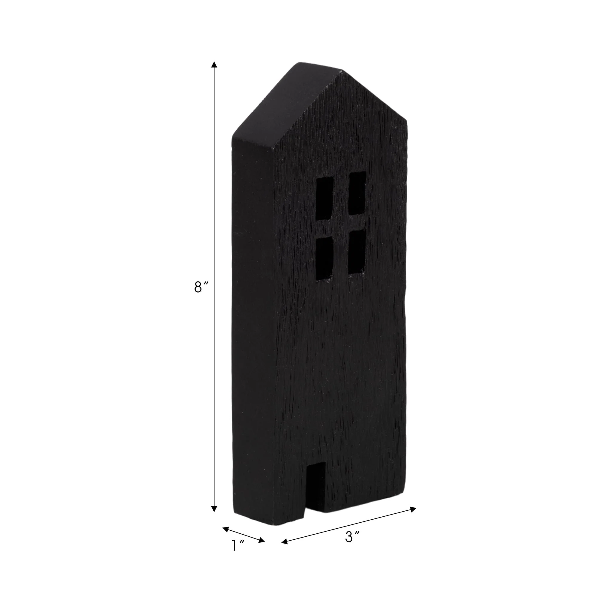 8" Wood House Decor, Black - Image 2