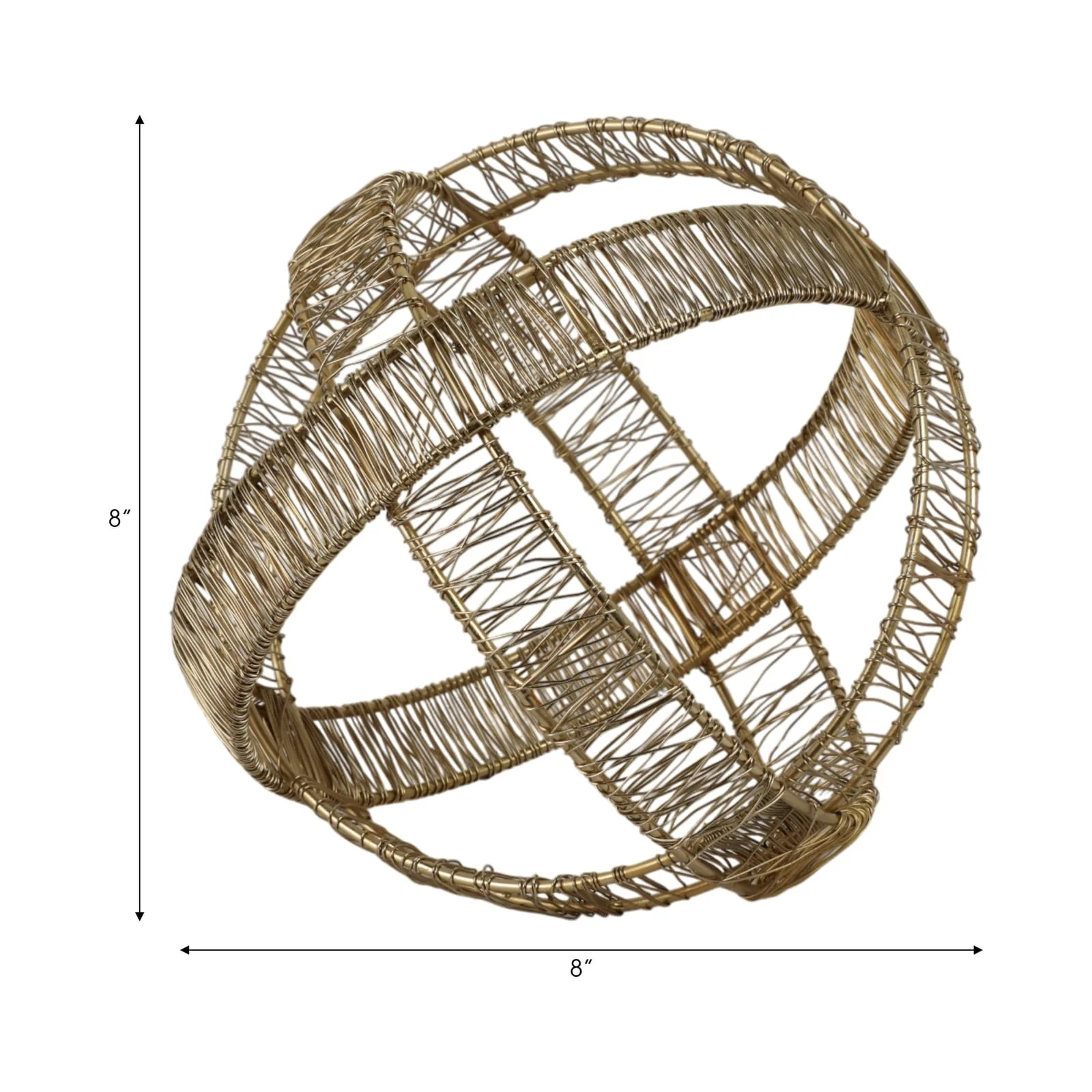 8" Woven Metal Orb, Gold - Image 6
