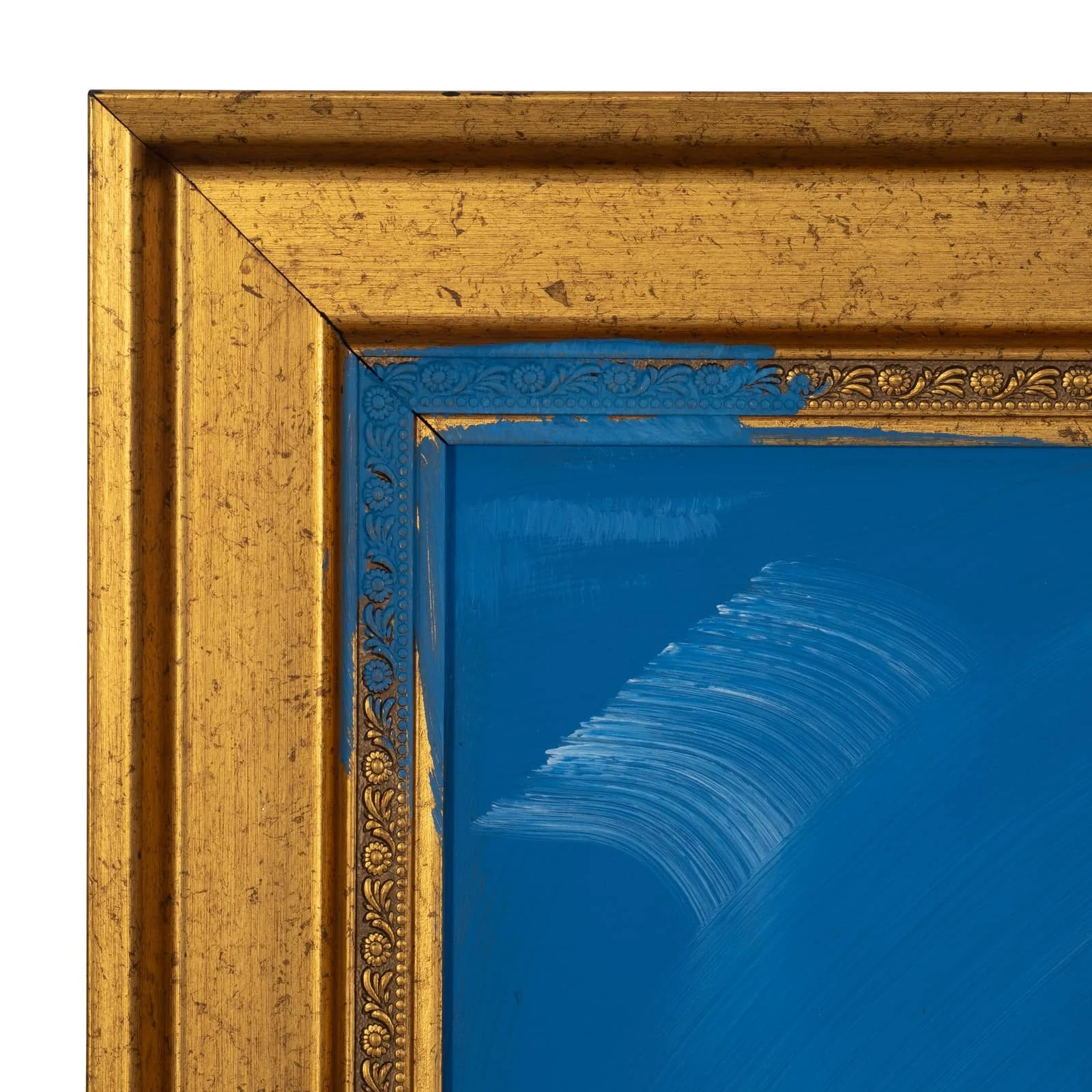83x28,s/3 Hand Painted Fish In Sea, Blue/orange - Image 5