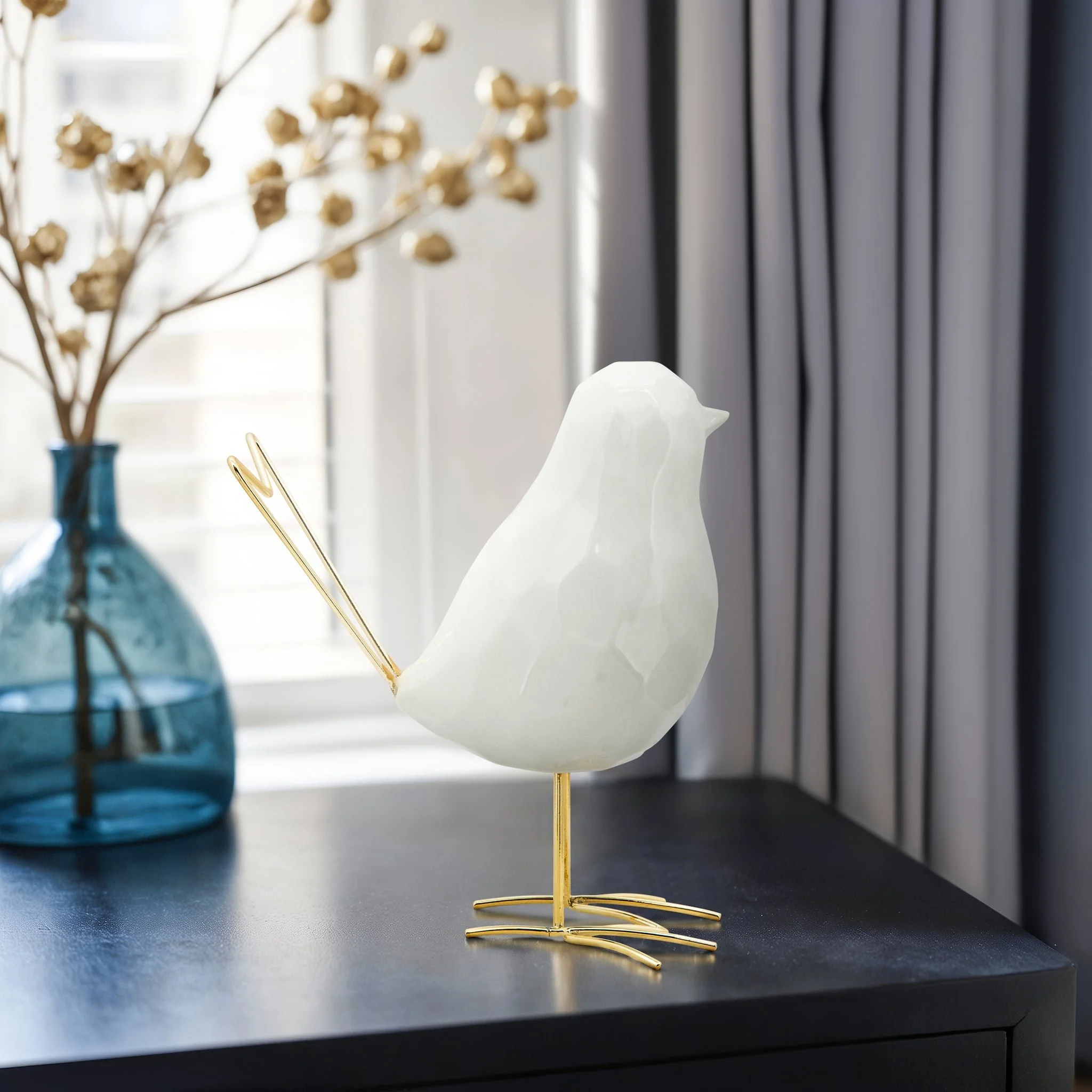 8"h Bird Statuette, White - Image 9