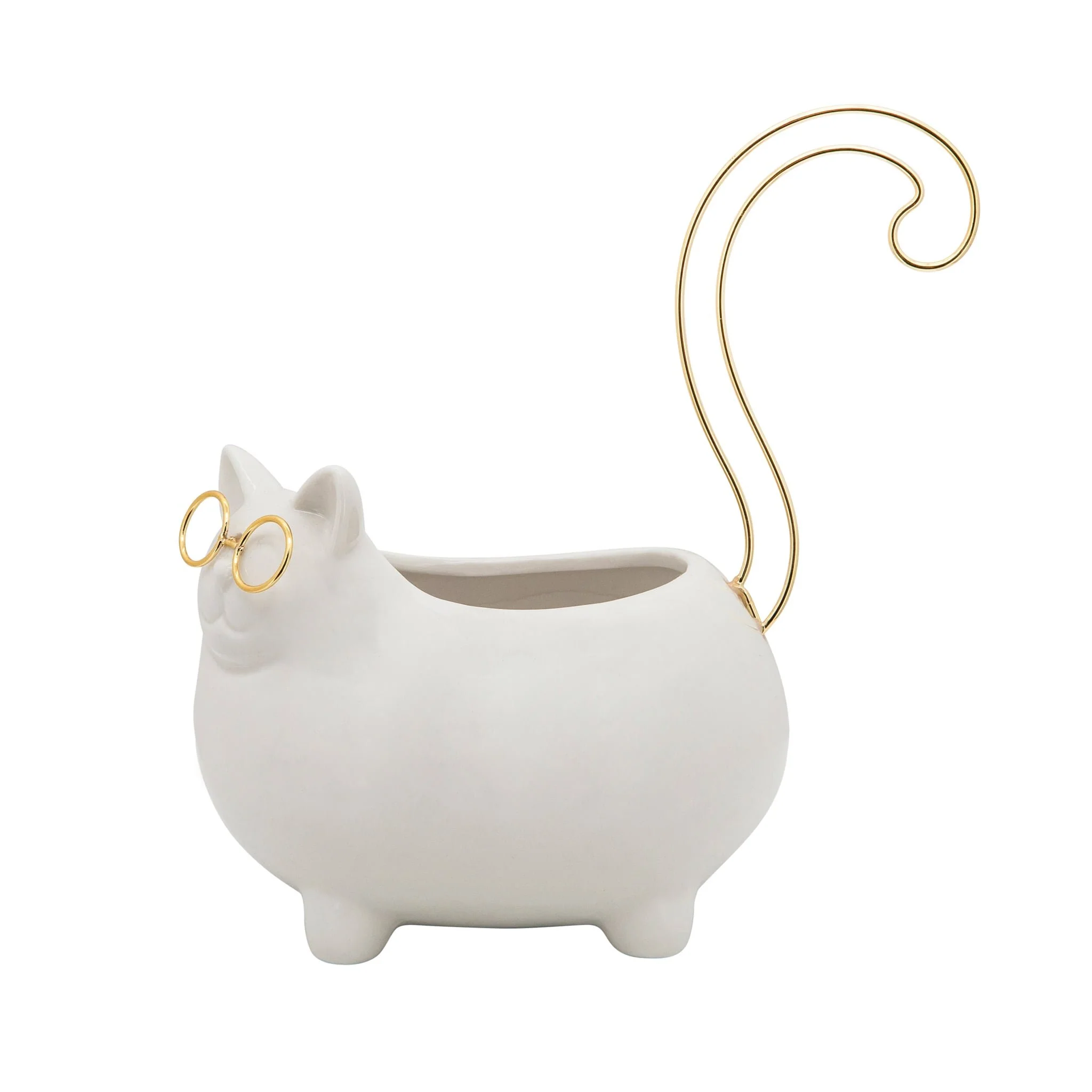 8"h  Kitty Trinket Tray, White - Image 2