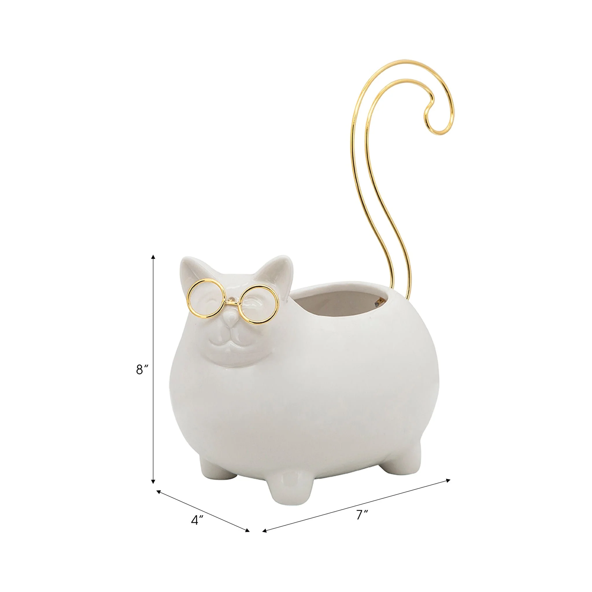 8"h  Kitty Trinket Tray, White - Image 5