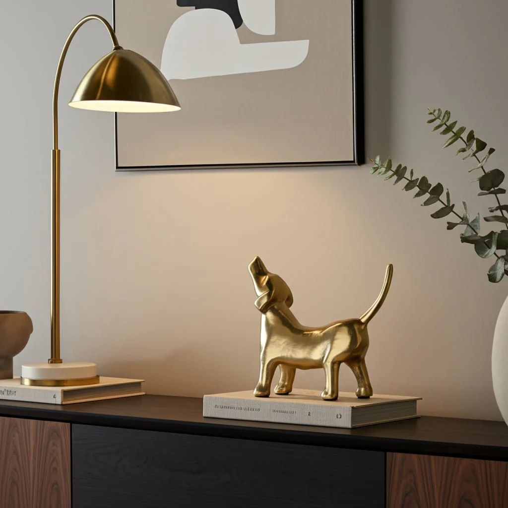 8"l Metal, Deco Howling Dog, Gold - Image 10