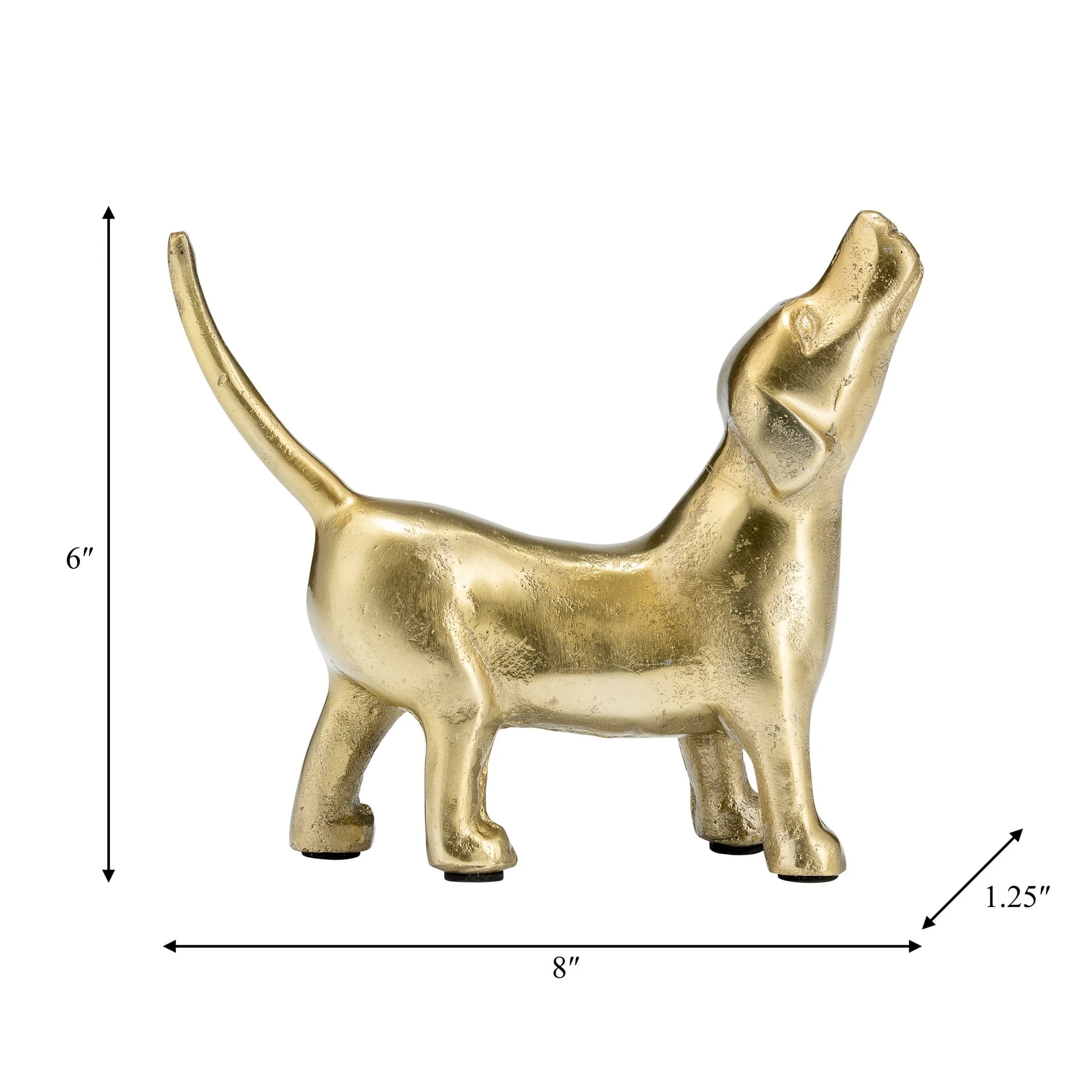 8"l Metal, Deco Howling Dog, Gold - Image 8