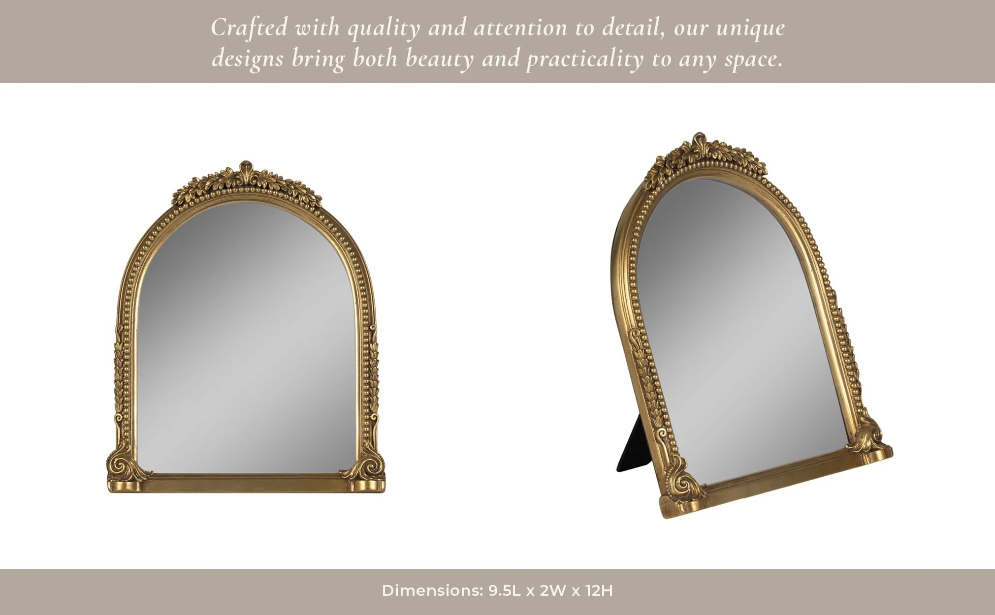8x10 Ornate Arch Photo Frame, Gold - Image 10