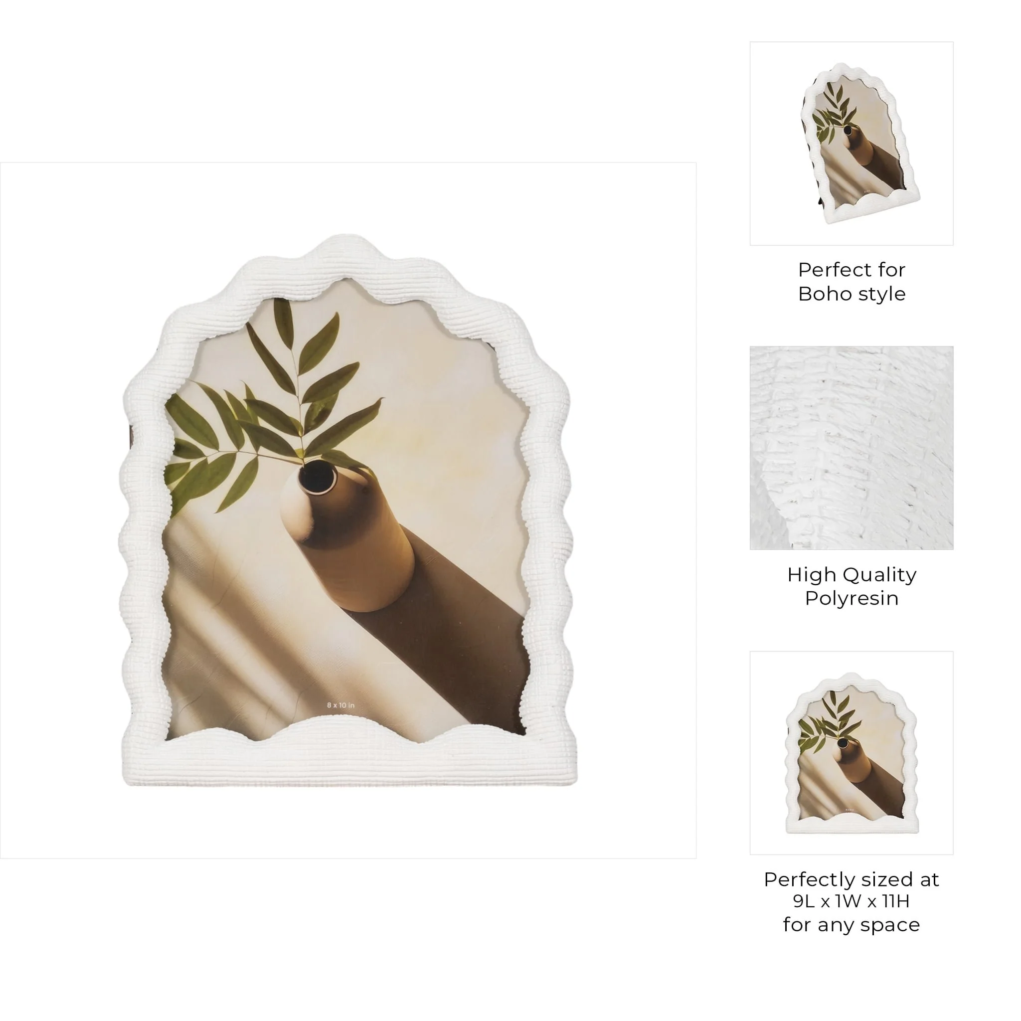 8x10 Wavy Arch Photo Frame, White - Image 8