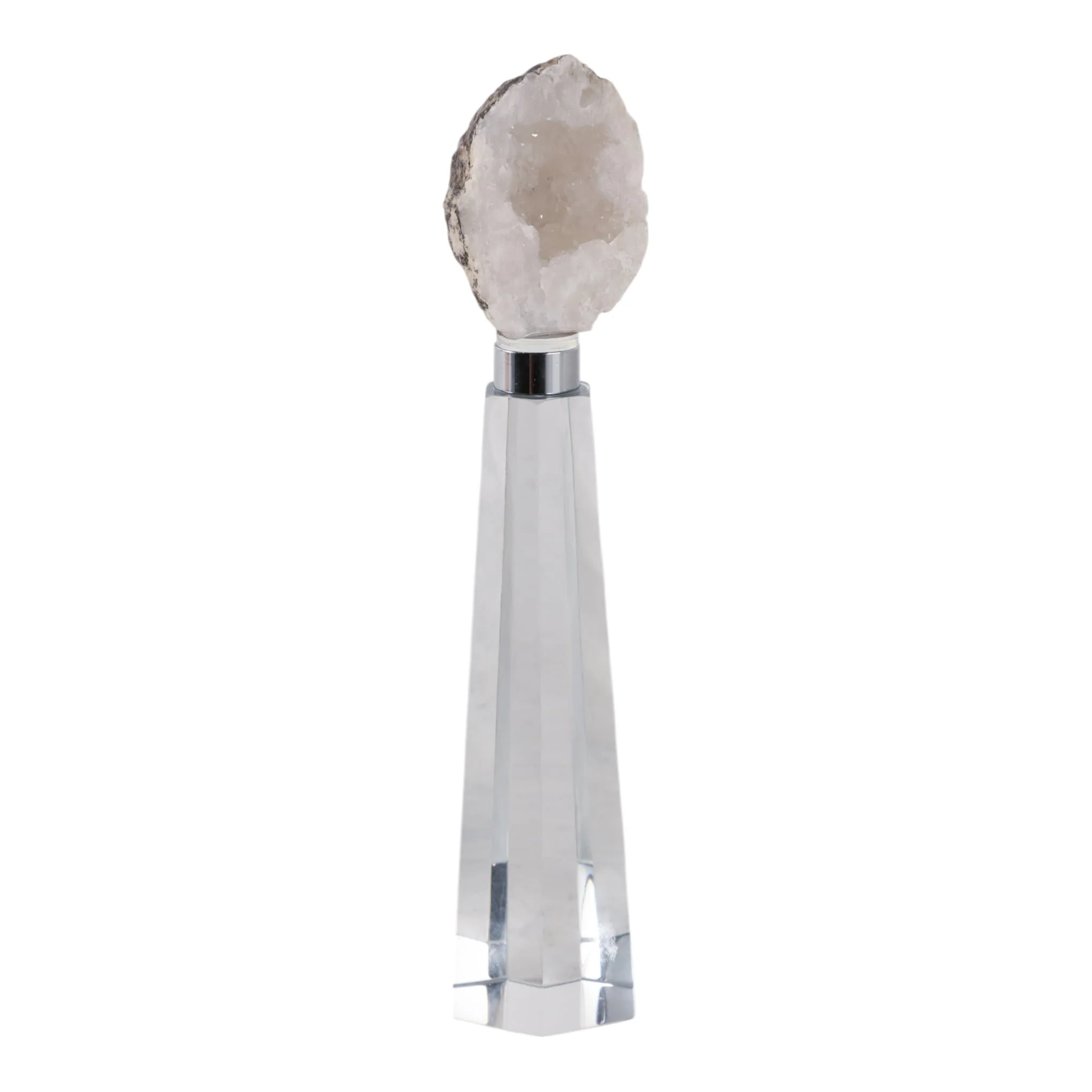 8x2" Agate On Crystal Base, White/clear - Image 2