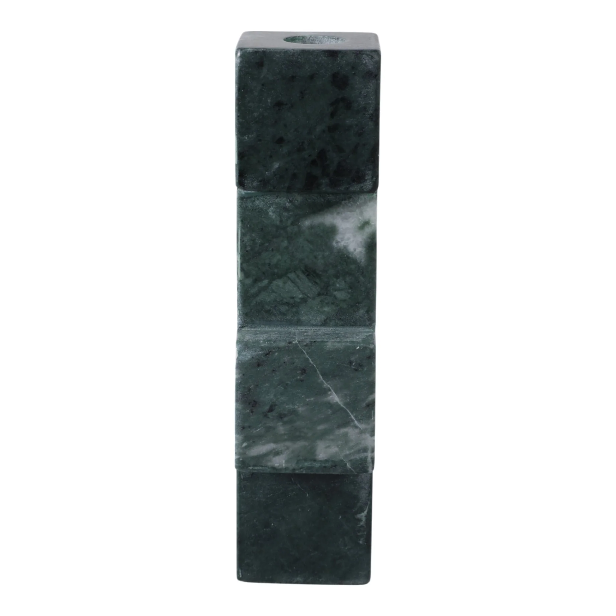 8x3" Stacked Cube Marble Taper Holder, Green - Image 3