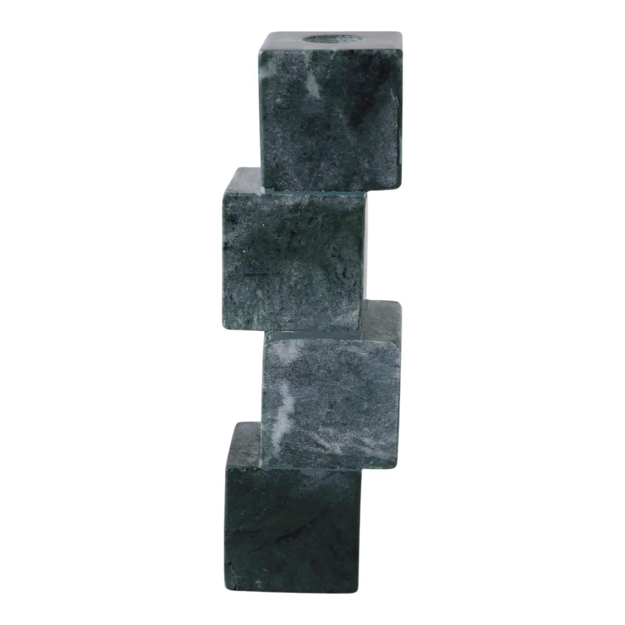 8x3" Stacked Cube Marble Taper Holder, Green - Image 4