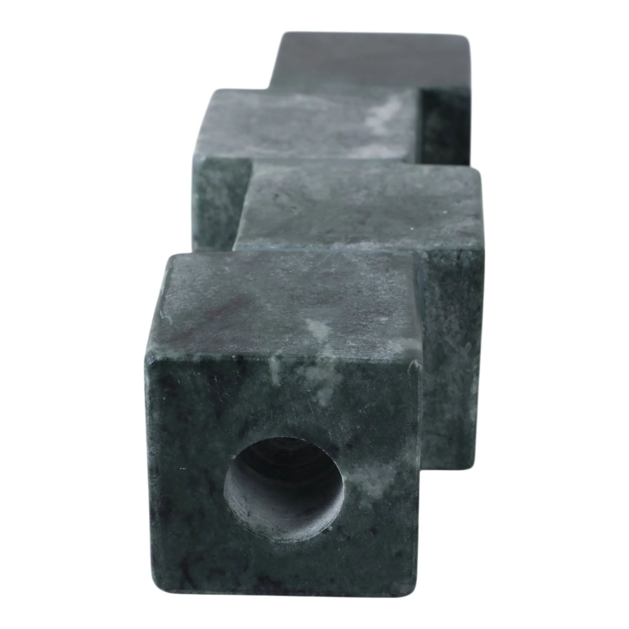 8x3" Stacked Cube Marble Taper Holder, Green - Image 6