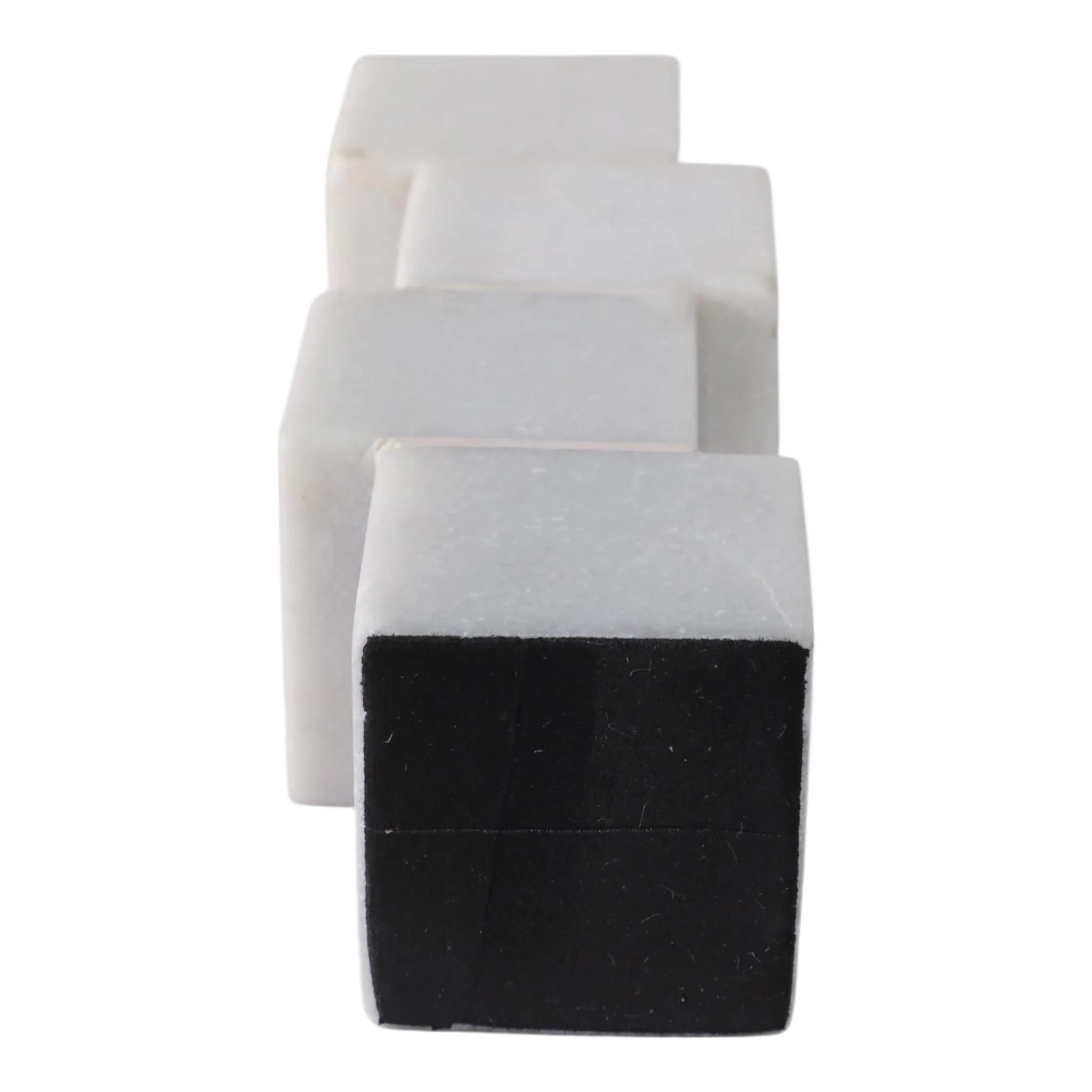 8x3" Stacked Cube Marble Taper Holder, White - Image 7