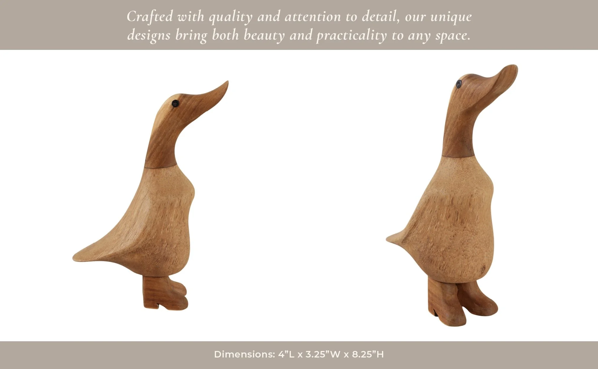 8x4" Natural Wood Duck In Boots, Brown - Image 11