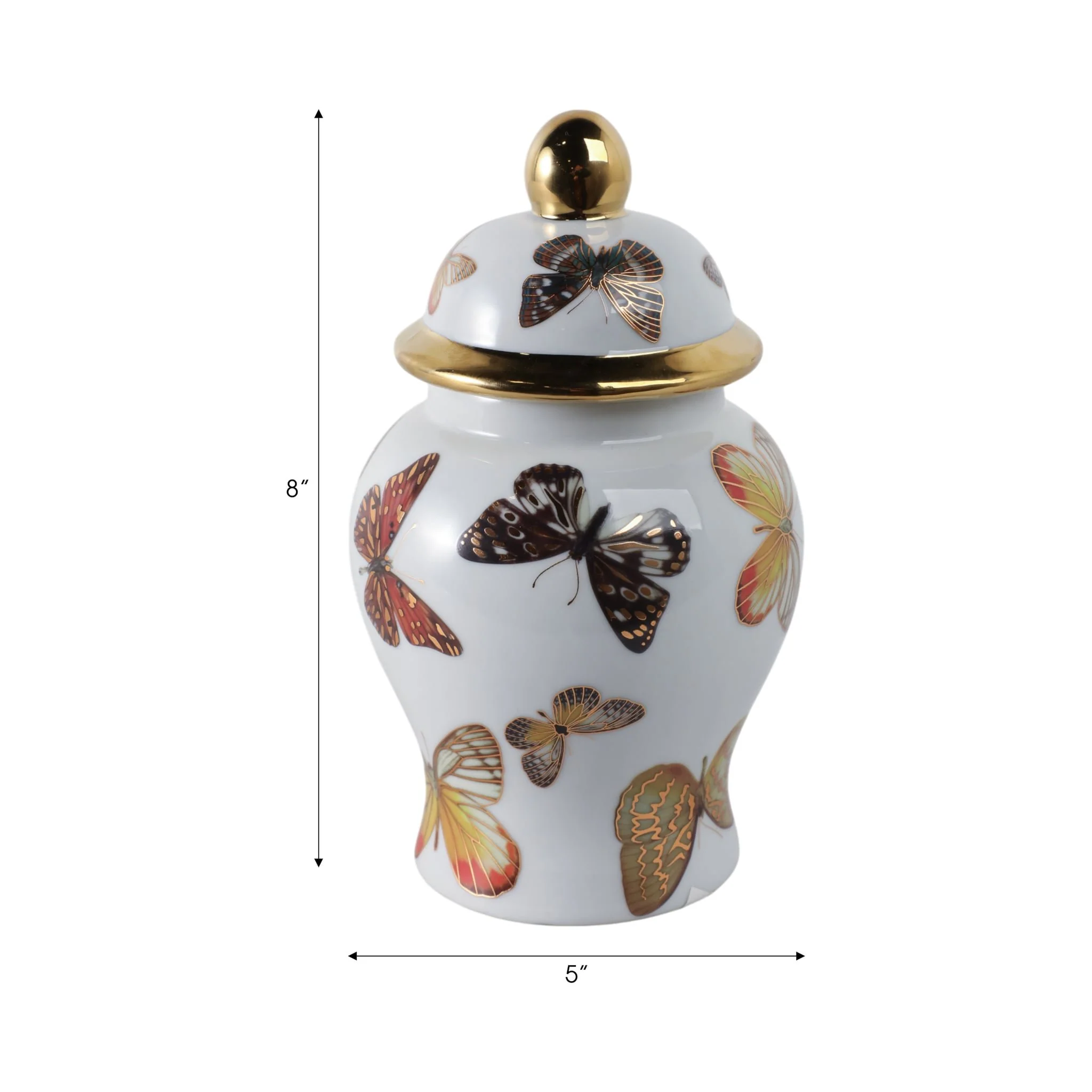 8x5" Butterflies Temple Jar, Multi - Image 8