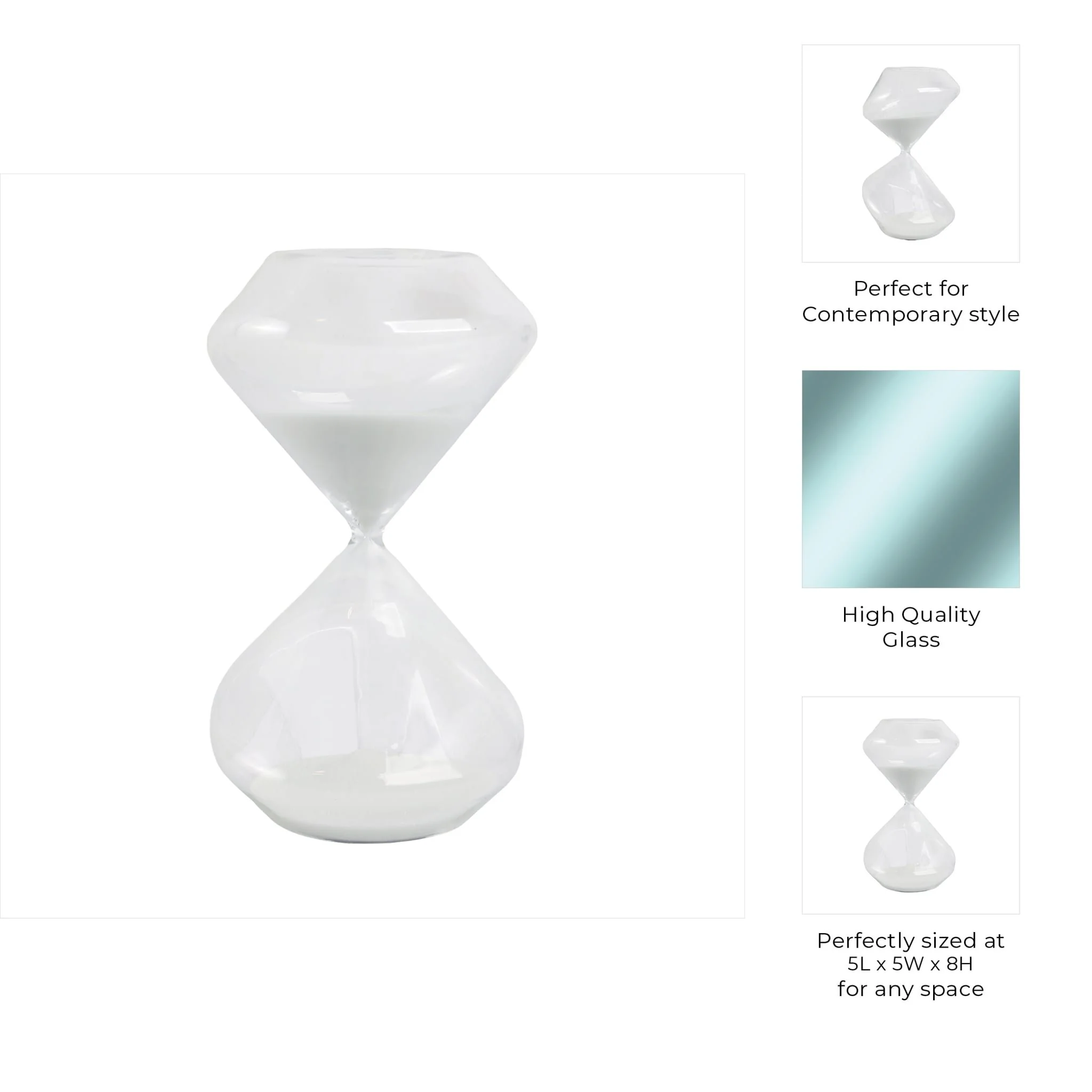 8x5" Glass 60min Abstract Sandtimer, Clear - Image 9