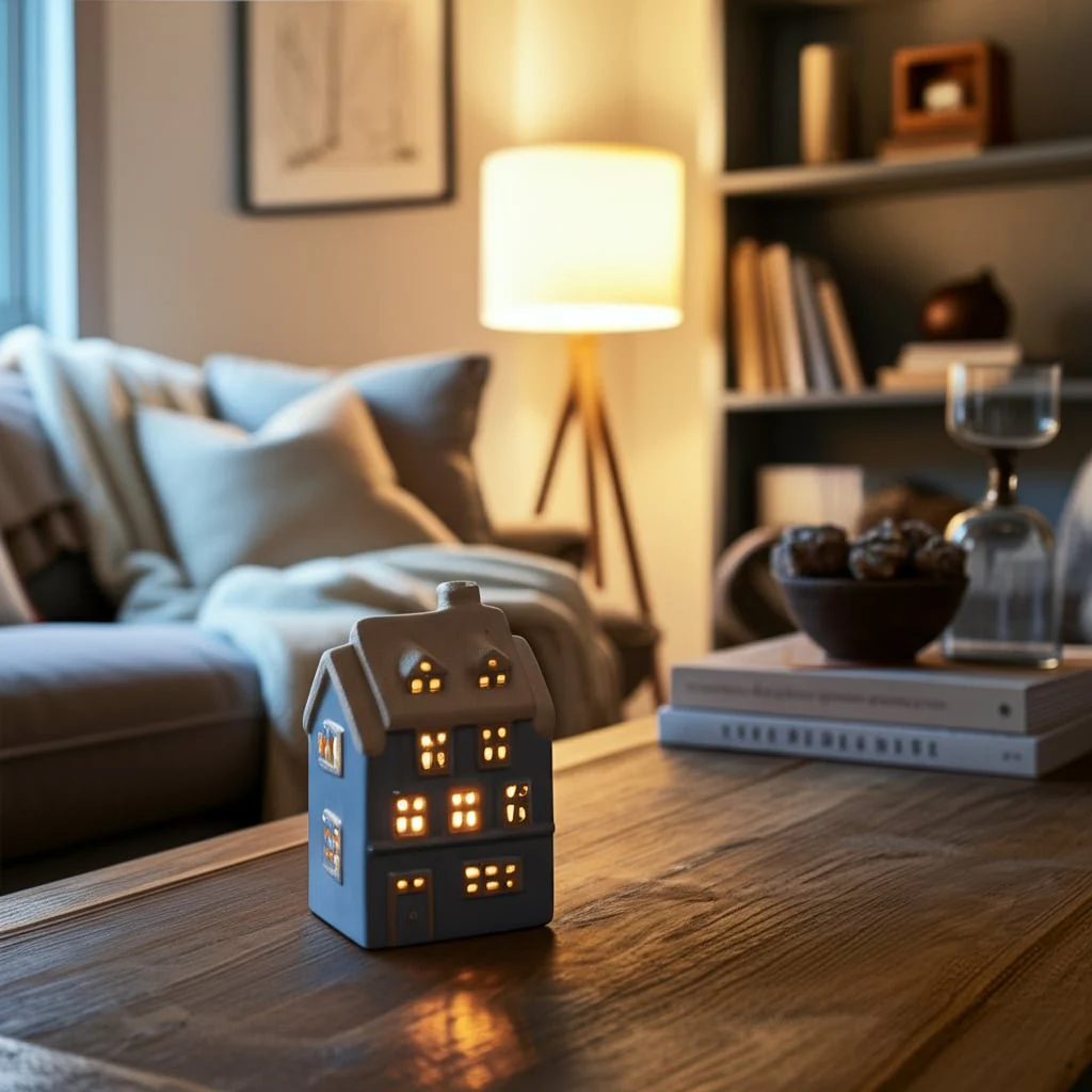 8x5" Homestead House Tealight Holder, Blue - Image 11