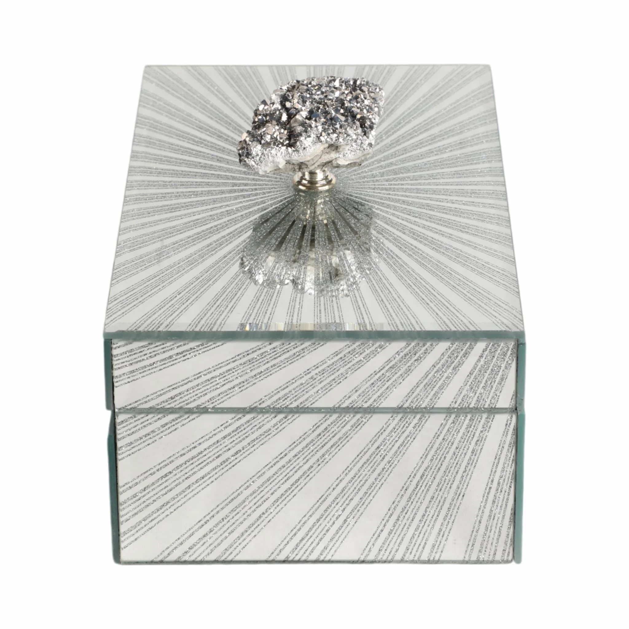 8x5" Sparkly Starburst Glass Box Stone Top, Silver - Image 3